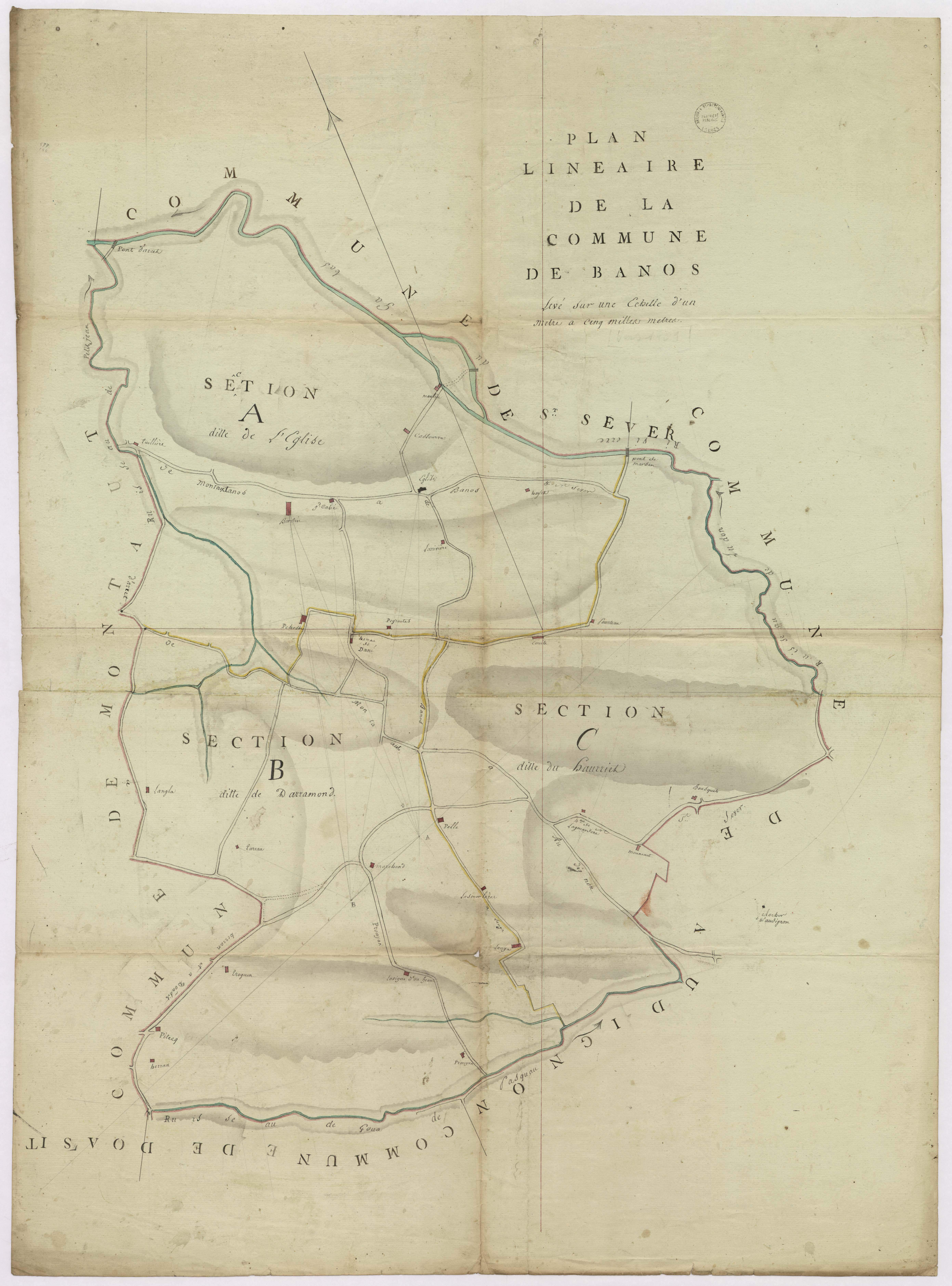 Banos - Plan linéaire de la commune de Banos