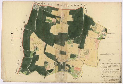 Bascons - Plan parcellaire de la section A, dite de Bostens, par Lobgois, Fagé et Lagardère, géomètres