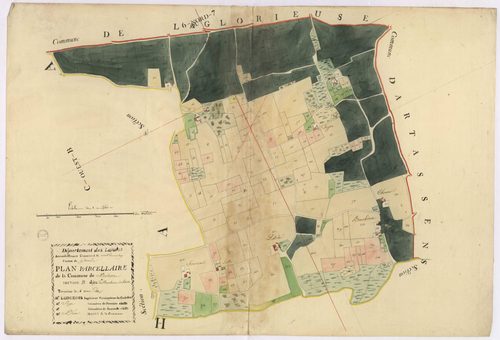 Bascons - Plan parcellaire de la section B, dite de Bourboure et Lataste, par Lobgois et Fagé, géomètres