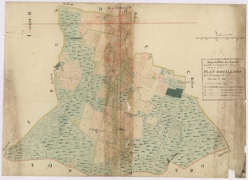 Bascons - Plan parcellaire de la section E, dite de Constantin, par Lobgois, Fagé et Lagardère, géomètres