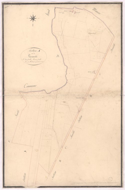 Bas-Mauco - Section A, dite de Lacrauste, 1re feuille, par Brun aîné géomètre