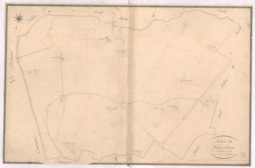 Bas-Mauco - Section D, dite de Château de Durou, 1re feuille, par Brun aîné géomètre