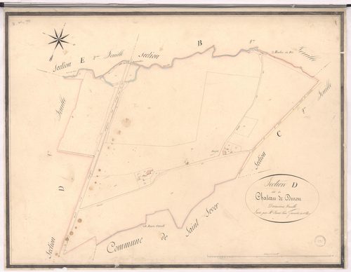 Bas-Mauco - Section D, dite de Château de Durou, 2e feuille, par Brun aîné géomètre