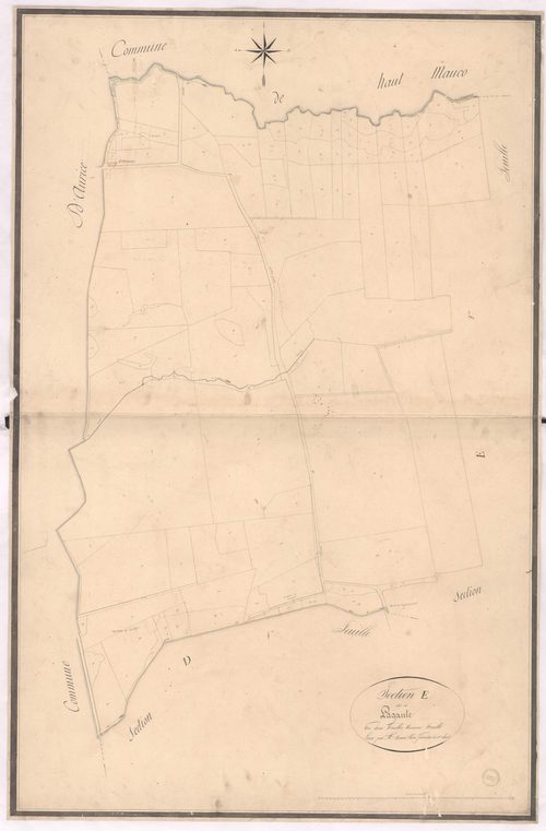 Bas-Mauco - Section E, dite de Lagaute, 1re feuille, par Brun aîné géomètre