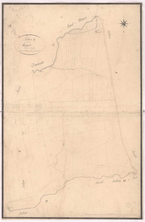 Bas-Mauco - Section E, dite de Lagaute, 2e feuille, par Brun aîné géomètre