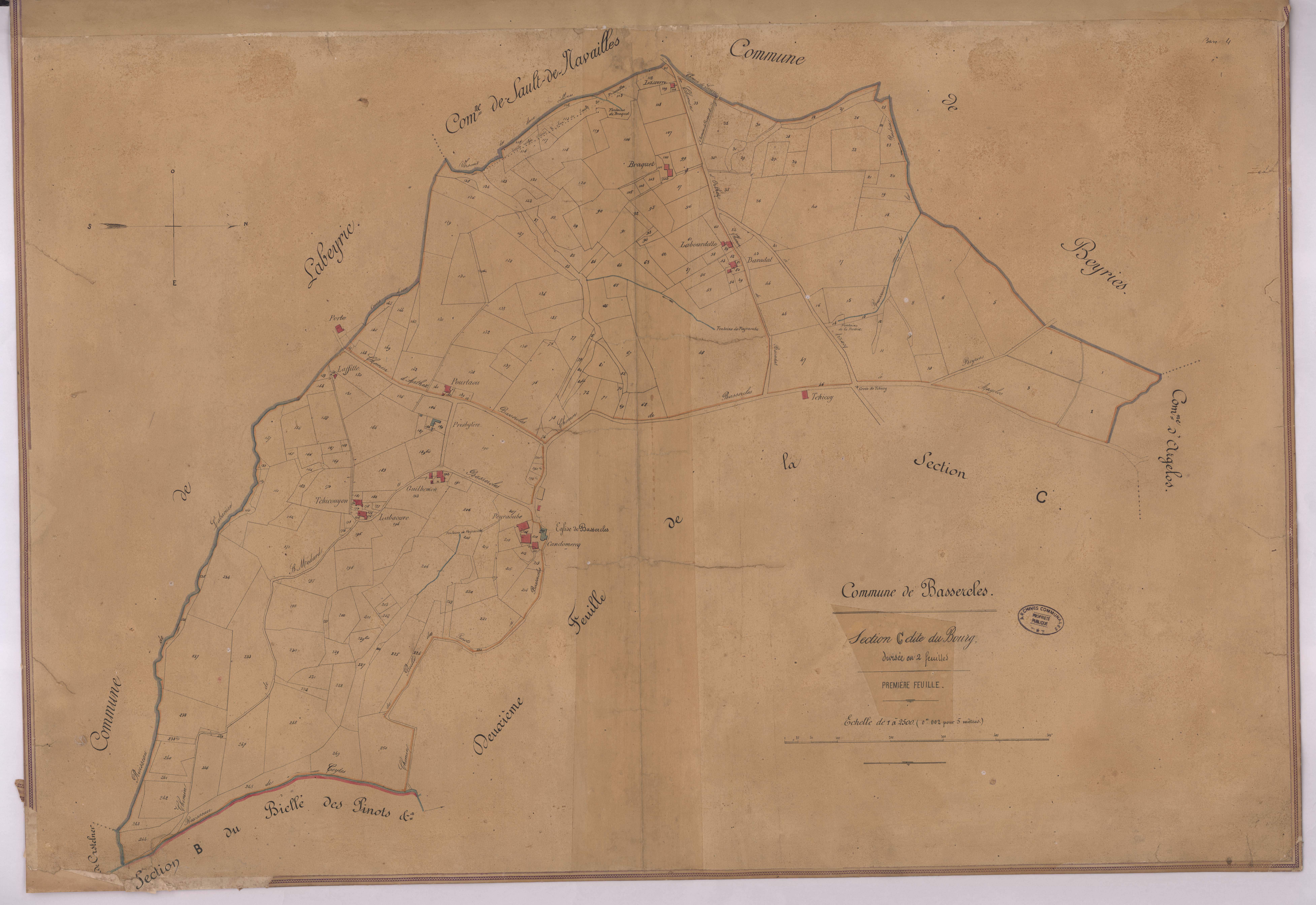 Bassercles - Section C, dite du Bourg, 1re feuille, par J. Dauga géomètre
