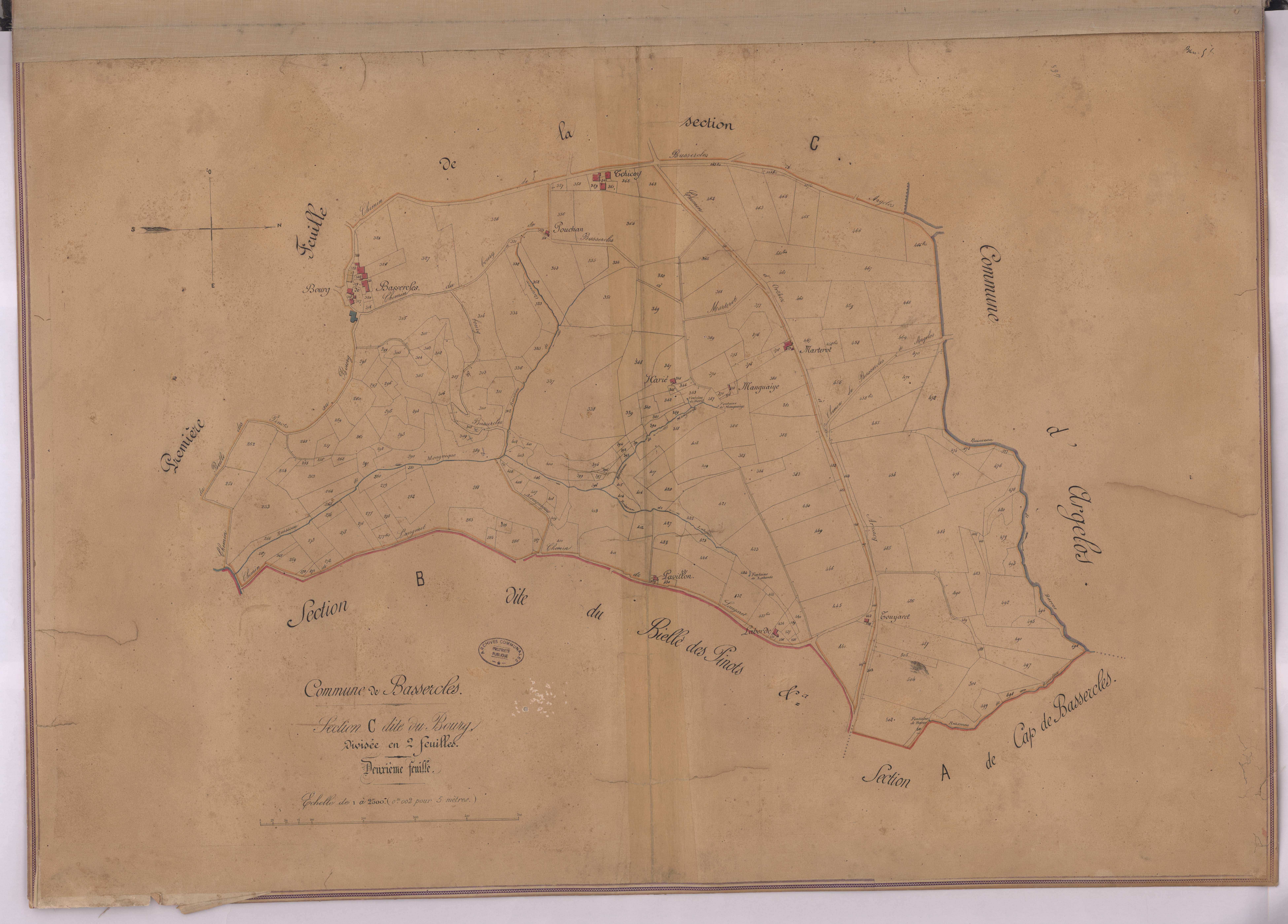 Bassercles - Section C, dite du Bourg, 2e feuille, par J. Dauga géomètre