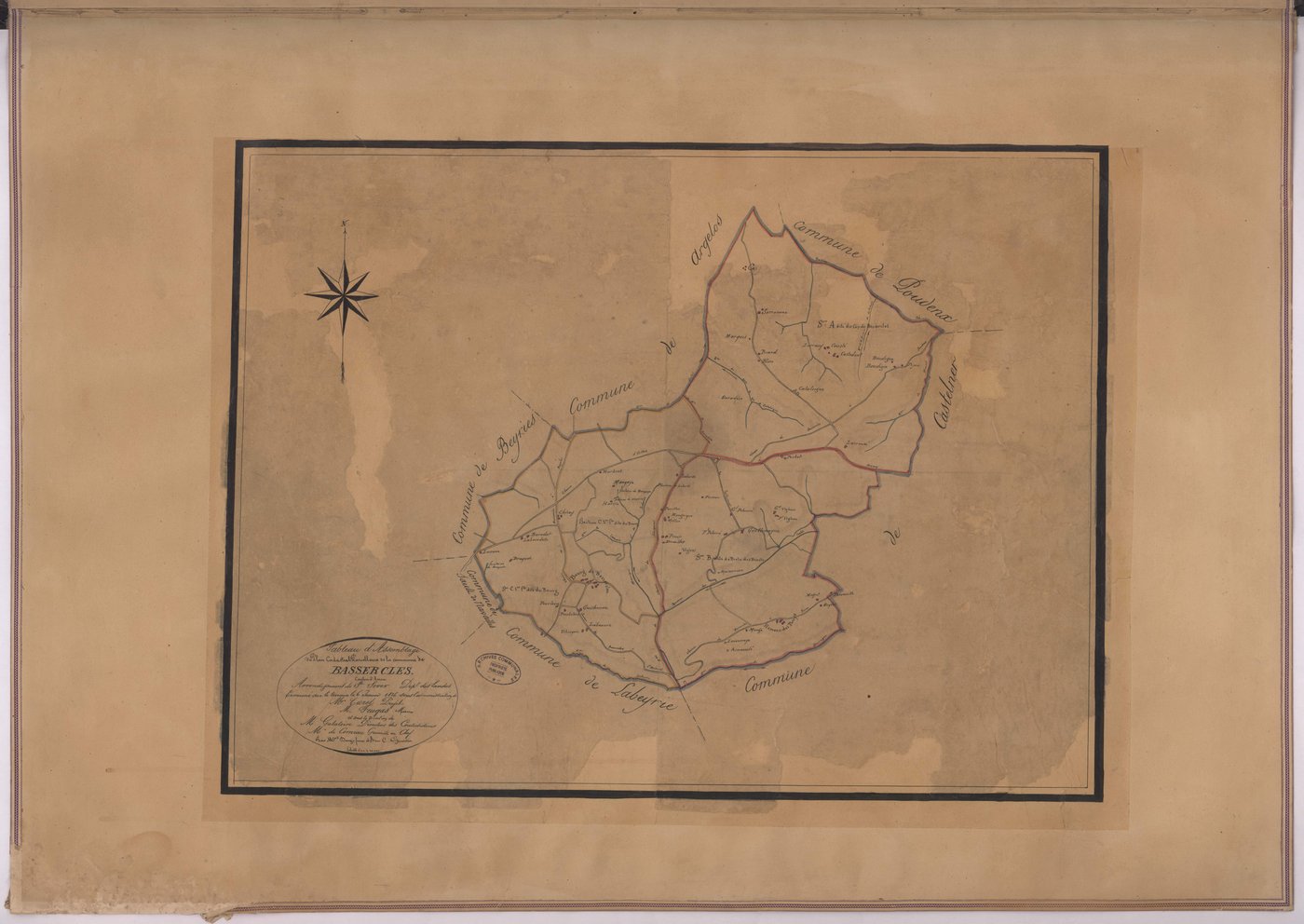 Bassercles - Tableau d'assemblage de la commune de Bassercles par de Comeau, Brun et Dauga fréres géomètres