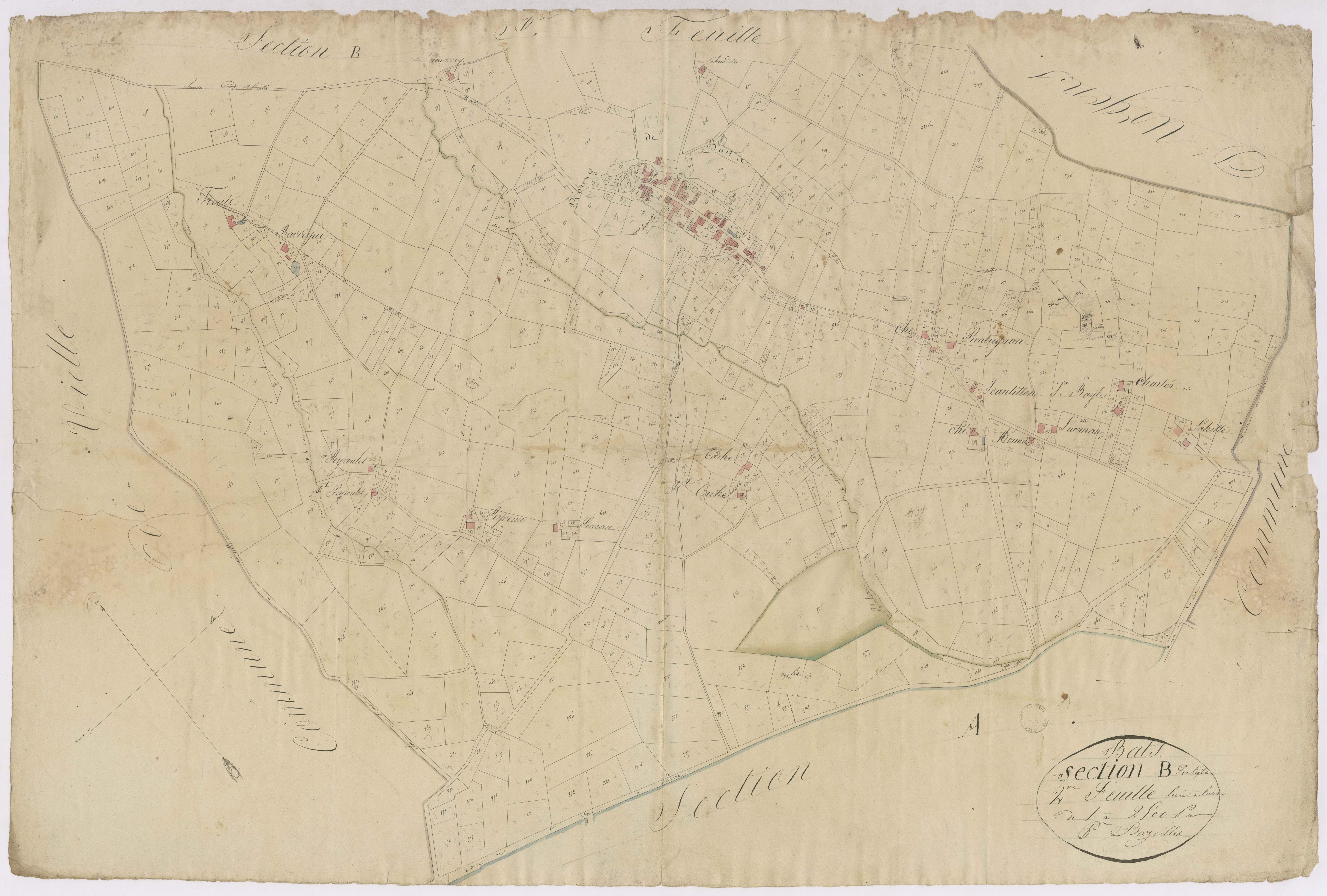 Bats - Section B, dite de l'Eglise, 2e feuille, par P. Bazeilles géomètre