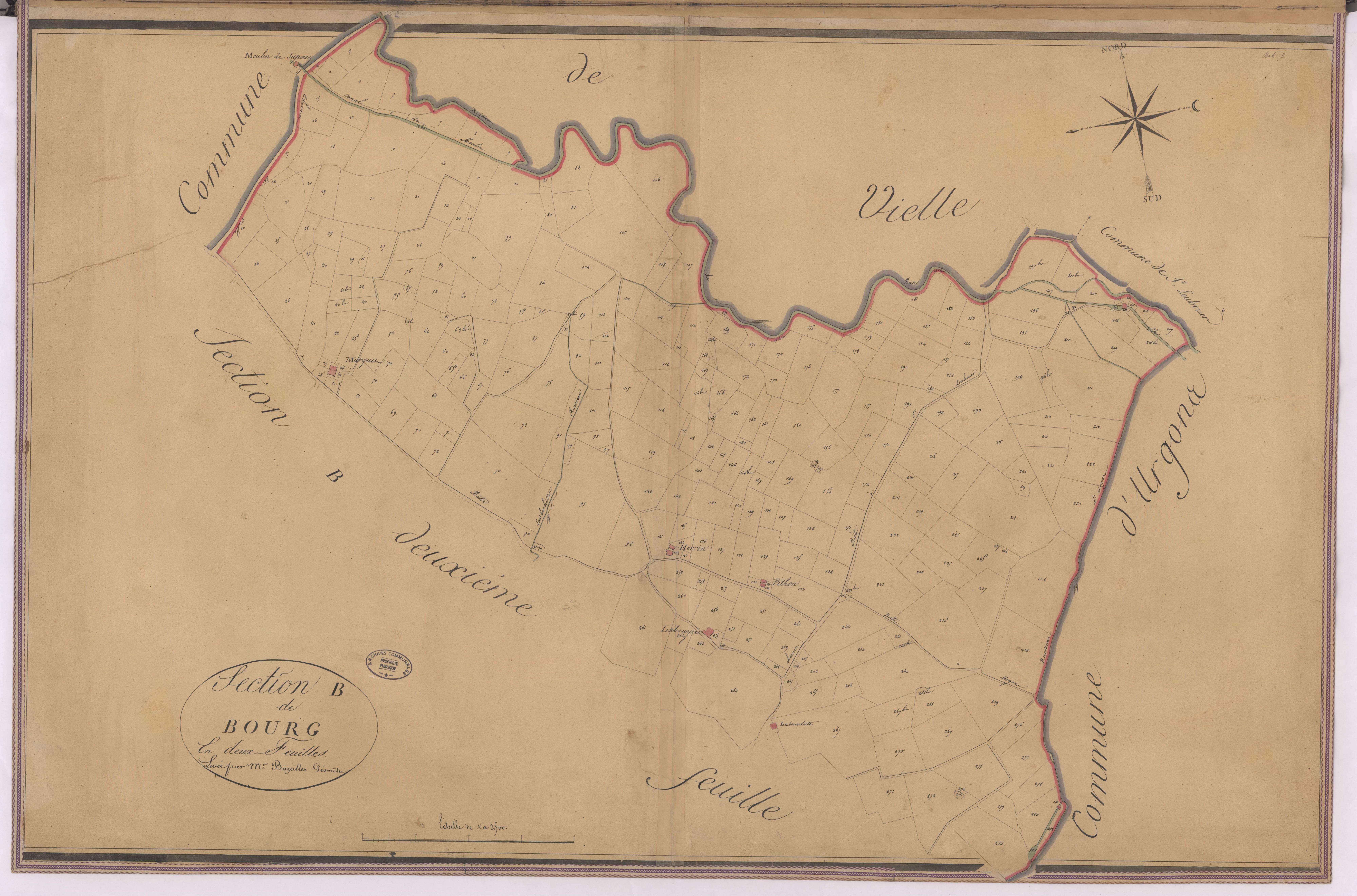 Bats - Section B, de Bourg, 1re feuille, par Bazeilles géomètre