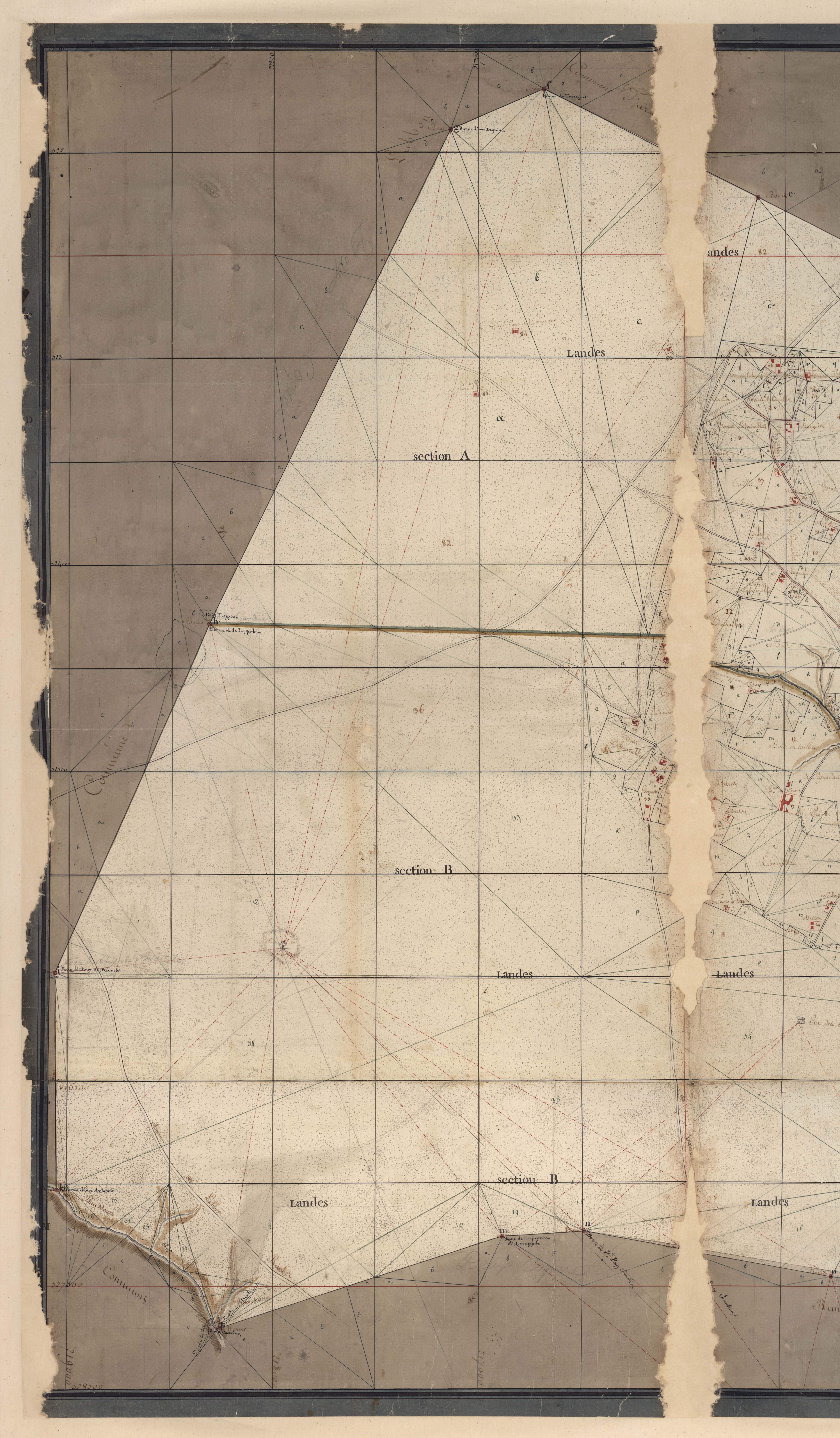 Baudignan - Plan géométrique de la commune de Baudignan, par Lobgeois géomètre