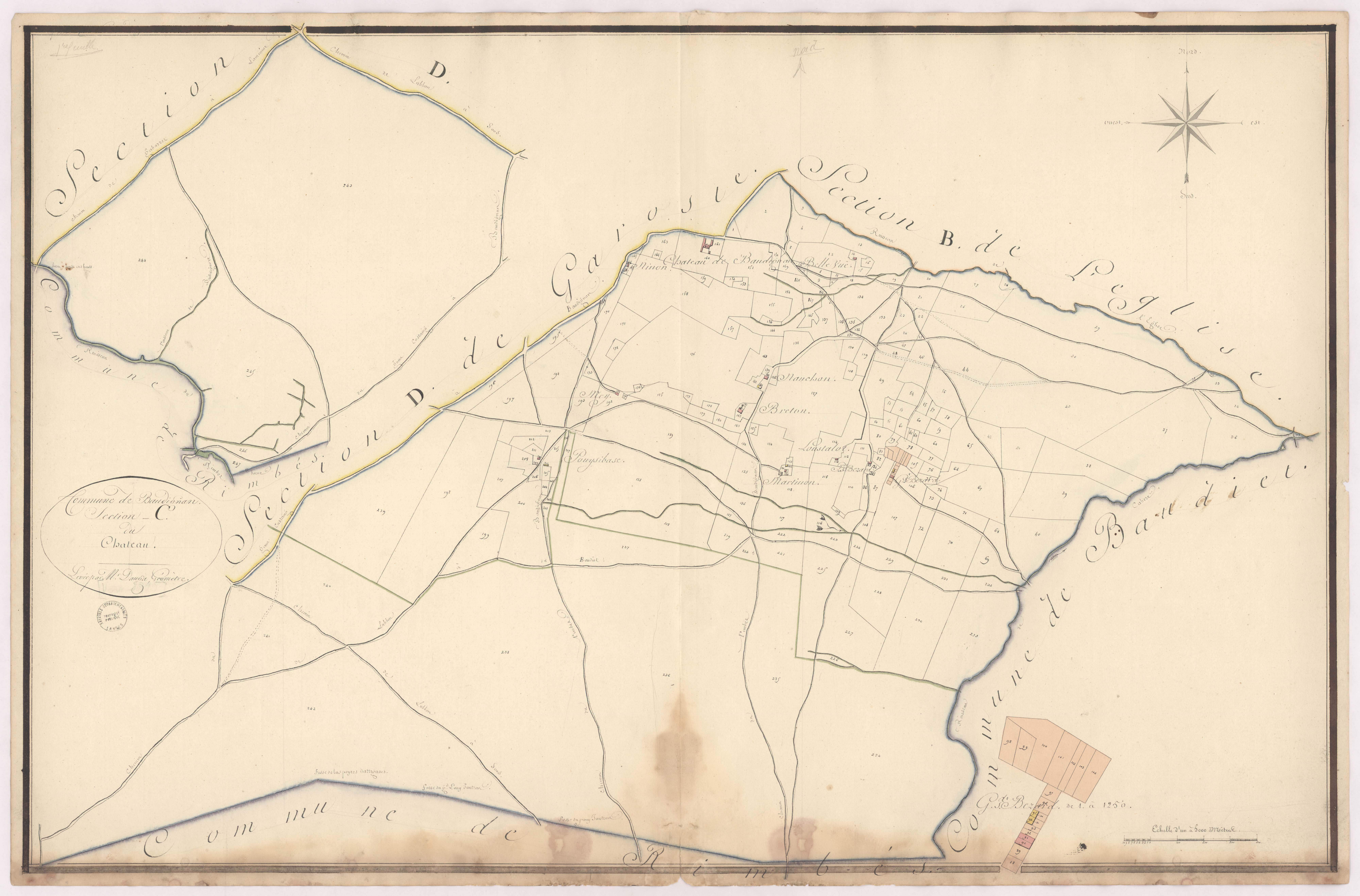 Baudignan - Section C, dite du Château, par Dauga géomètre