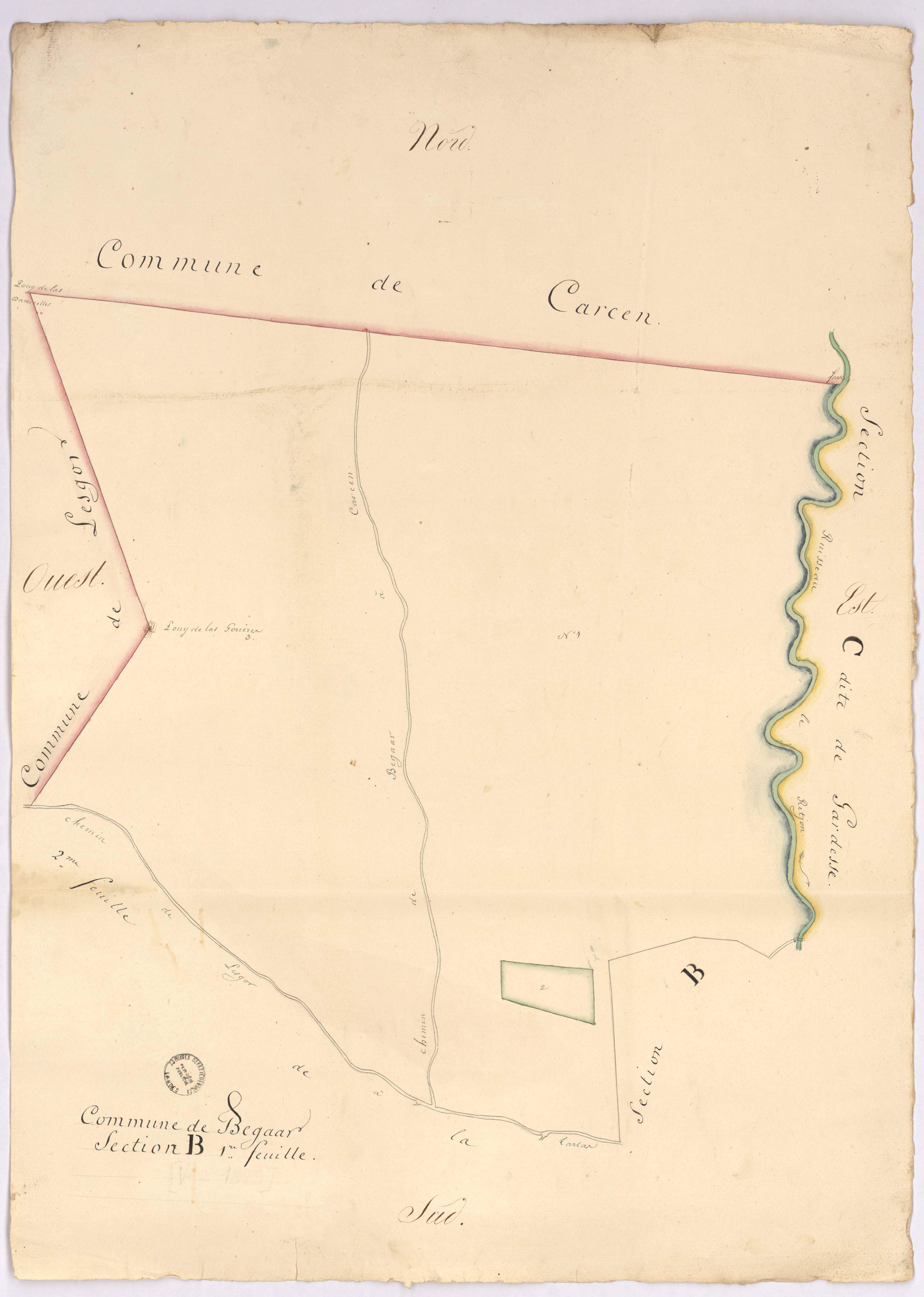 Bégaar - Section B, [dite du Pouy], 1re feuille