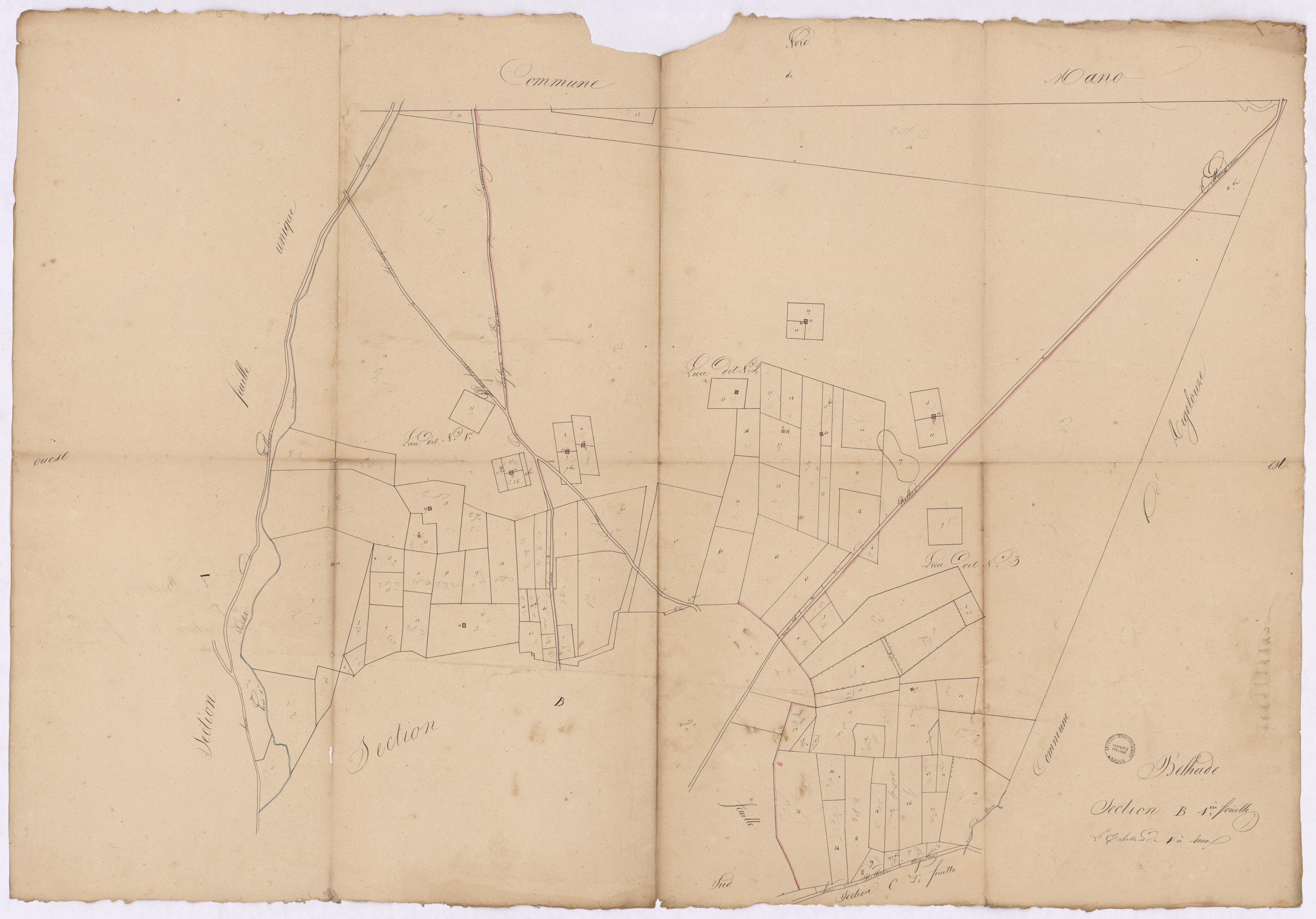 Belhade - Section B, 1re feuille