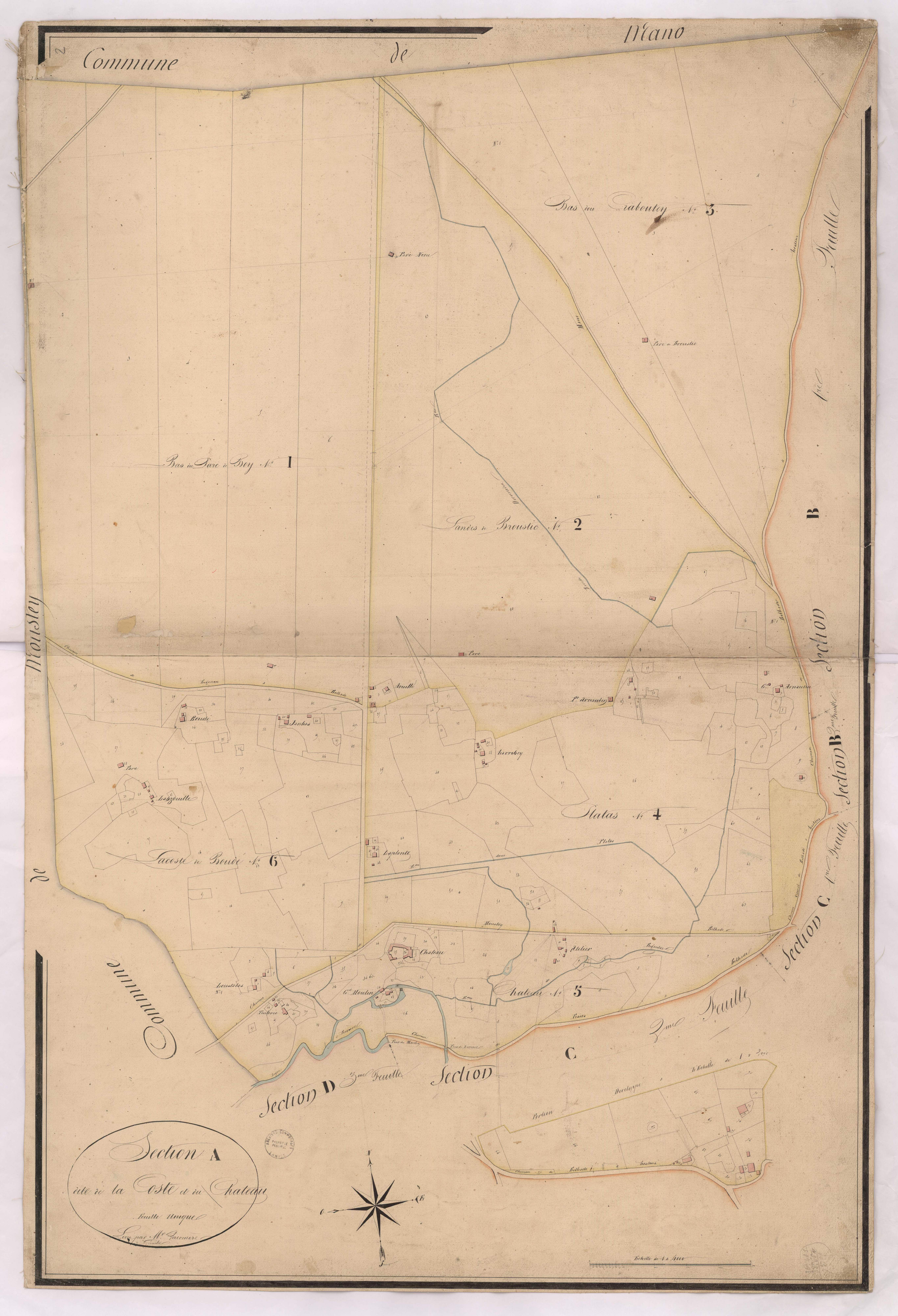 Belhade - Section A, dite de la Coste et du Château, par Lacomère géomètre