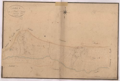 Belhade - Section C, dite de l'Eglise et de Courgeyre, 1re feuille, par Lacomère géomètre