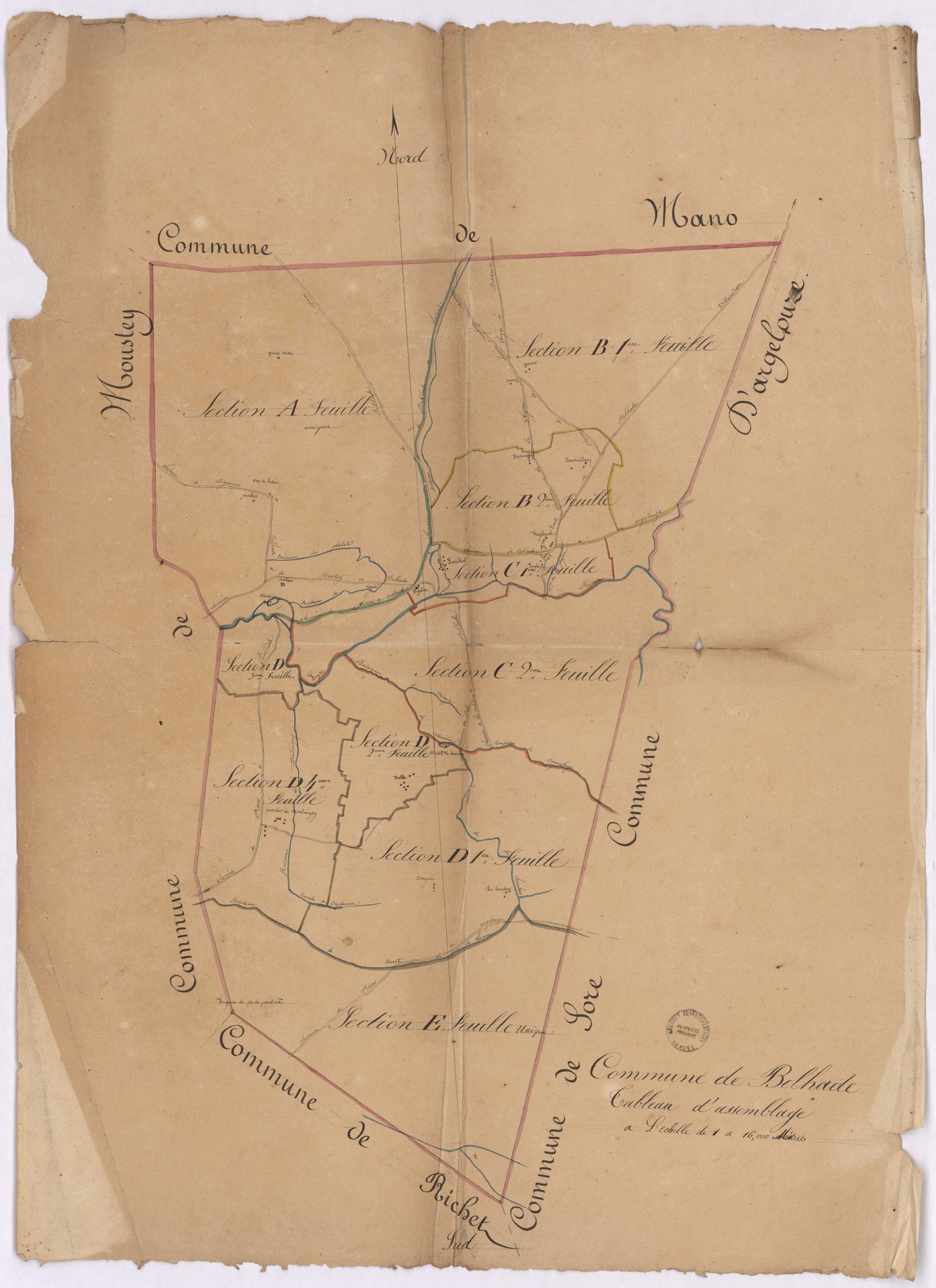 Belhade - Tableau d'assemblage de la commune de Belhade