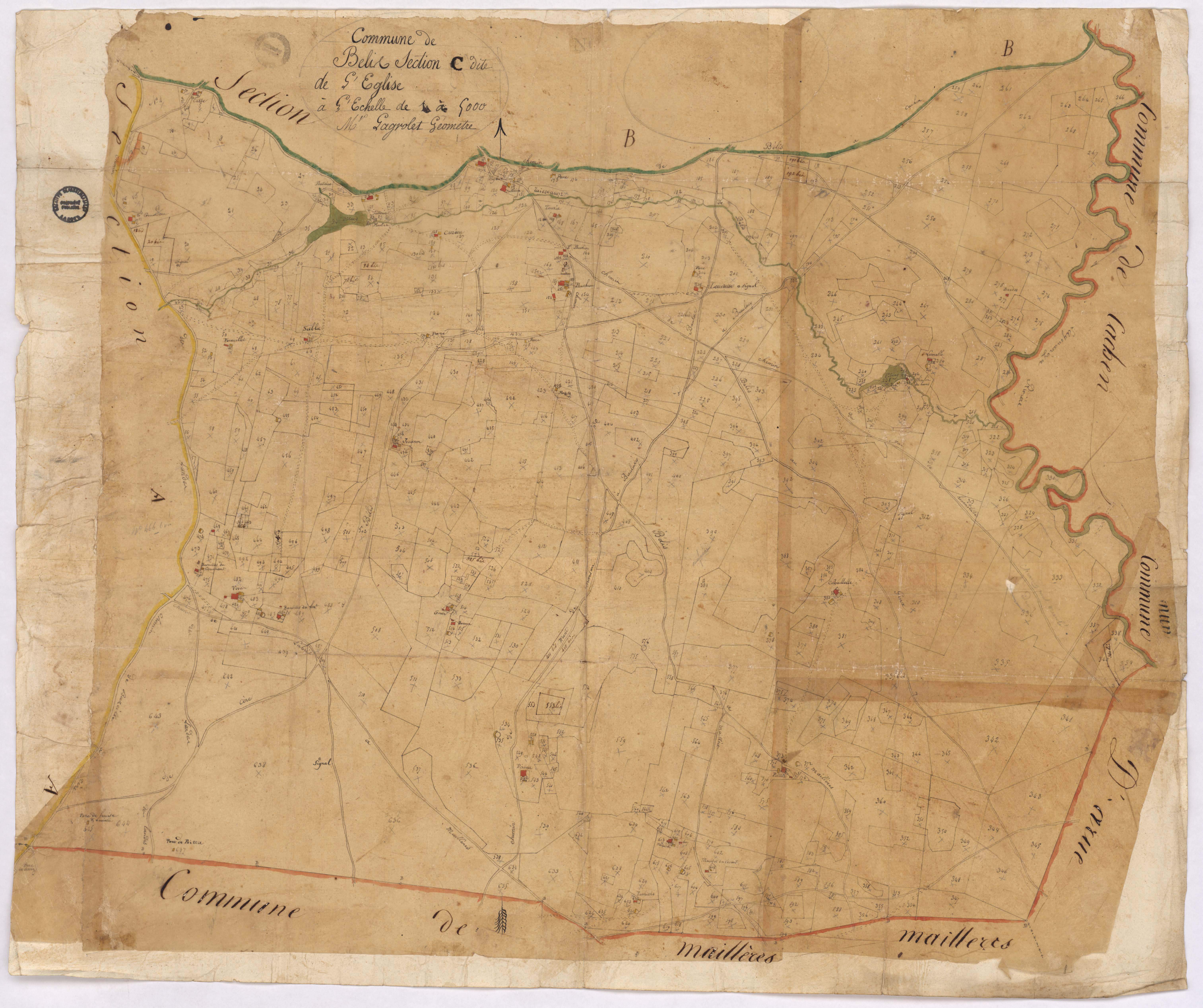 Bélis - Section C, dite de l'Eglise, par Lagrolet géomètre