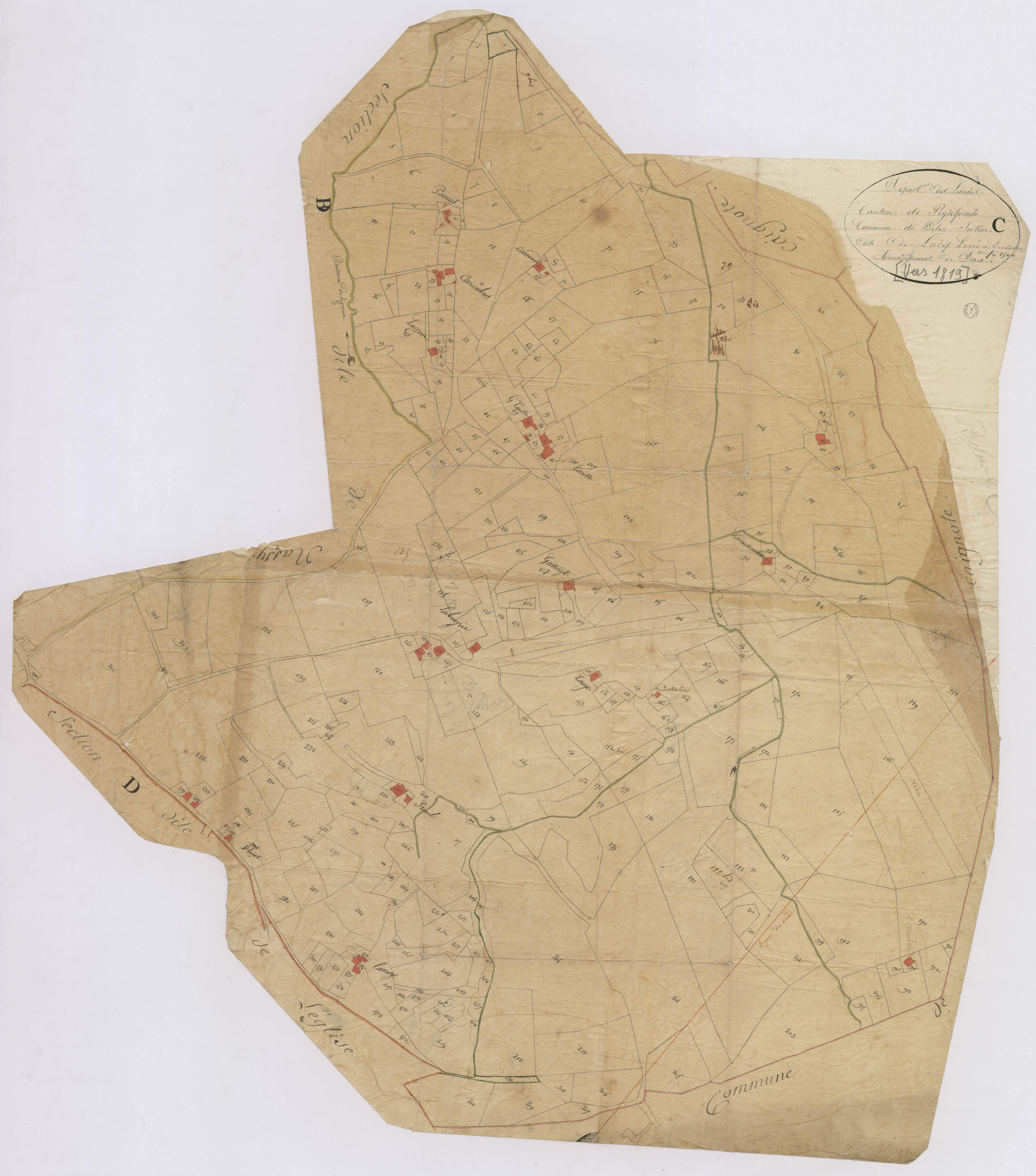 Bélus - Plan de la section de Lucq