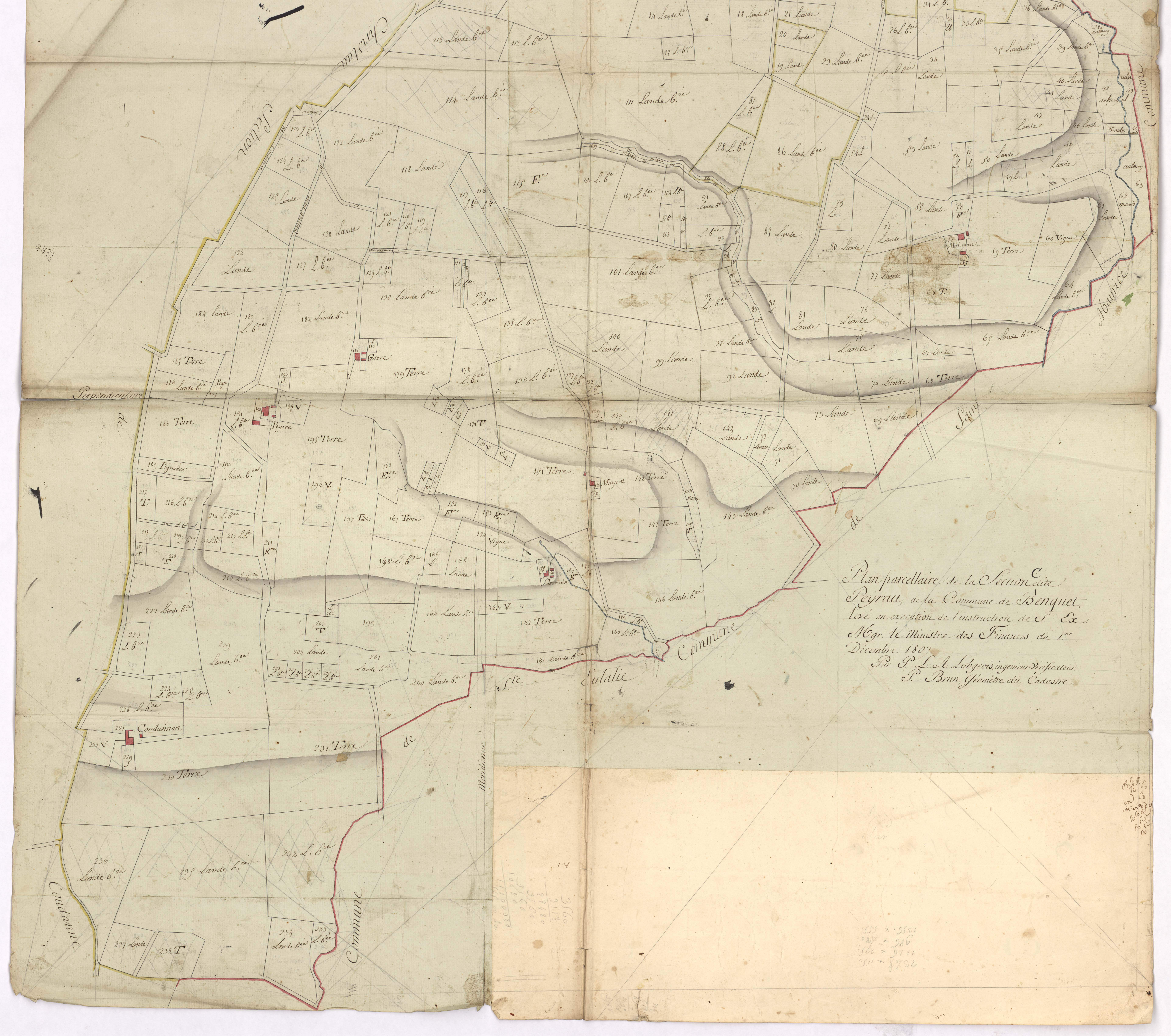 Benquet - Section C, dite de Peyrau, par Lobgeois et Brun, géomètres