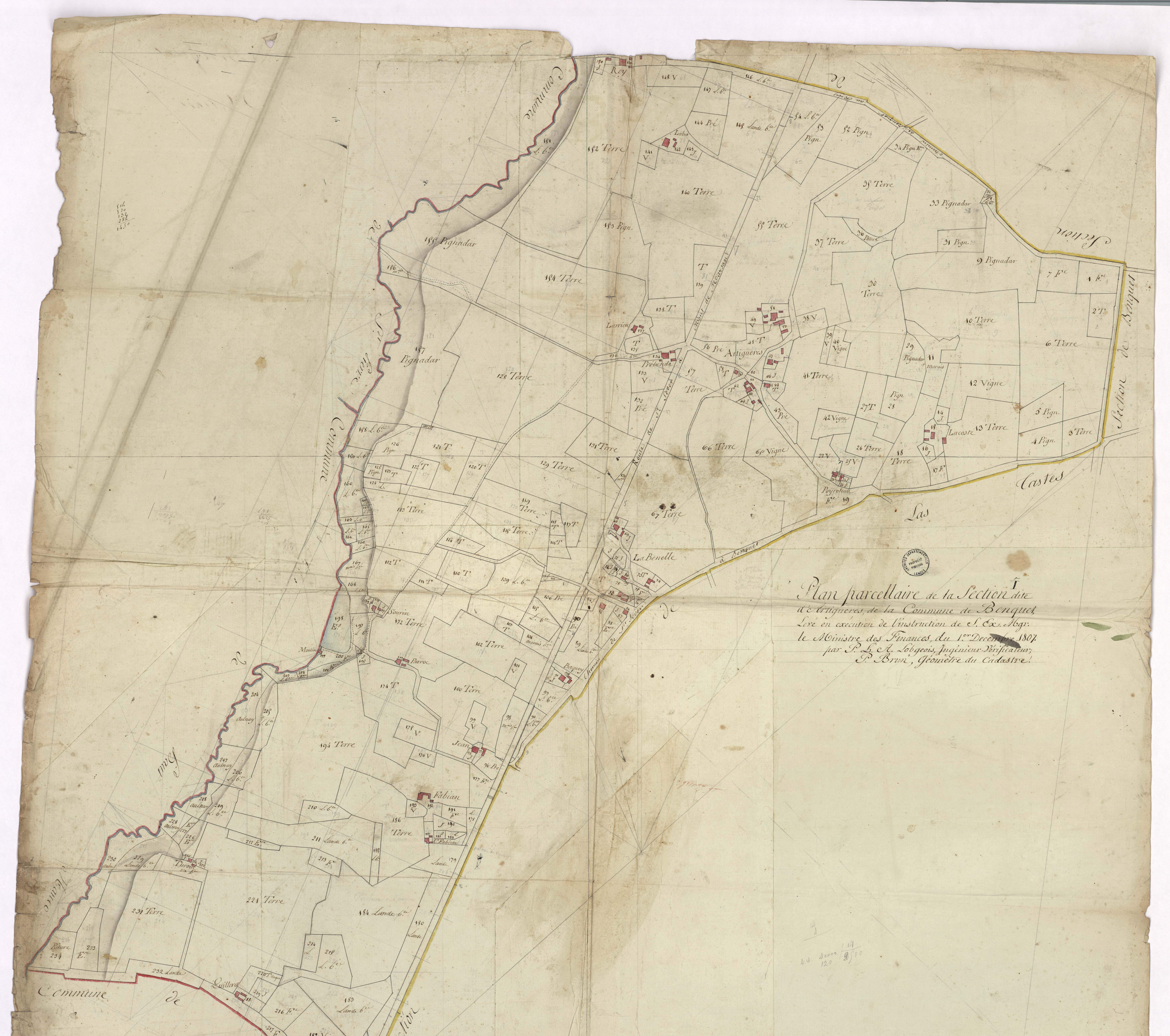 Benquet - Section I, dite d'Artiguères, par Lobgeois et Brun, géomètres