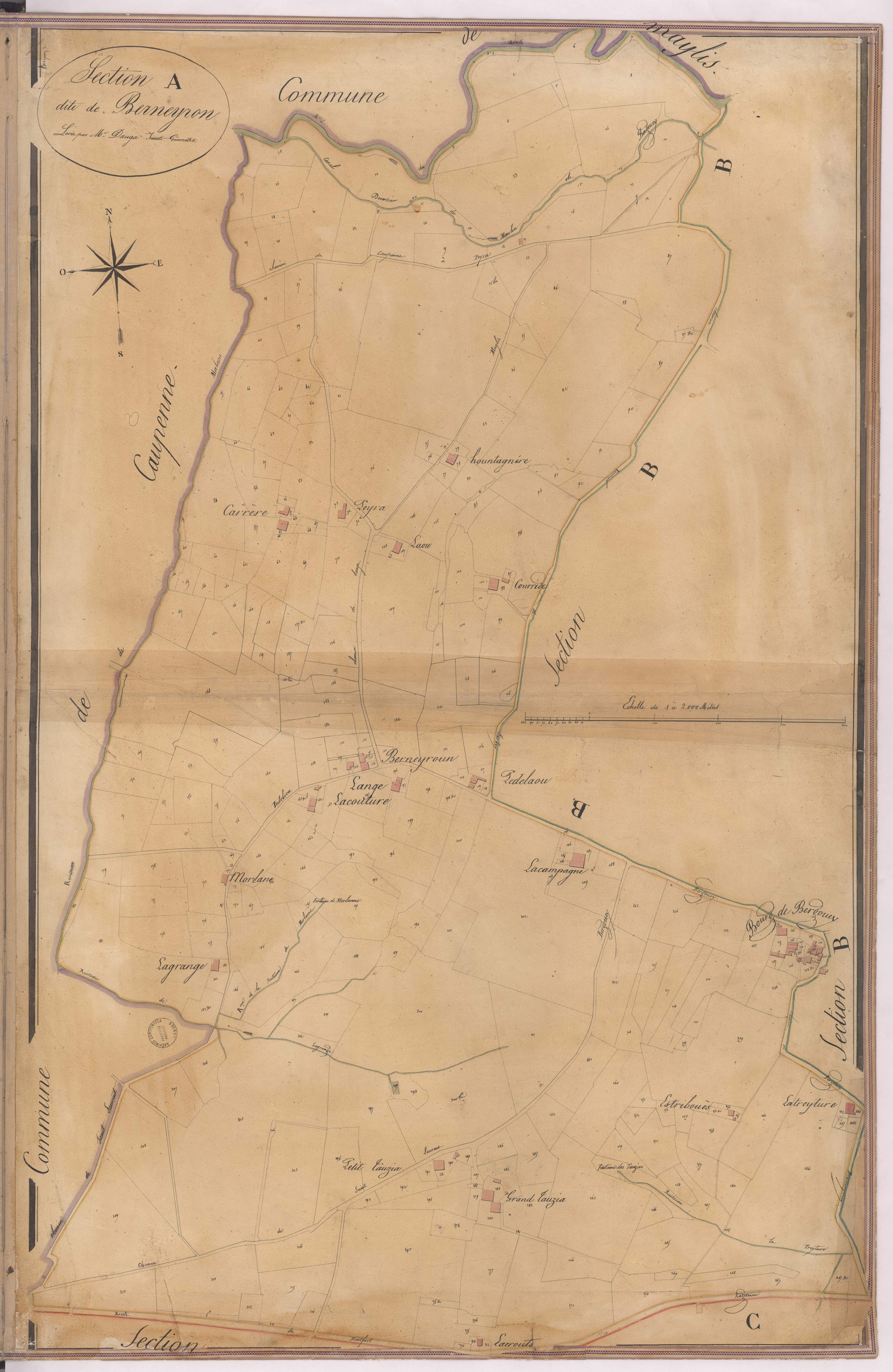 Bergouey - Section A, dite de Berneyron, par Dauga géomètre