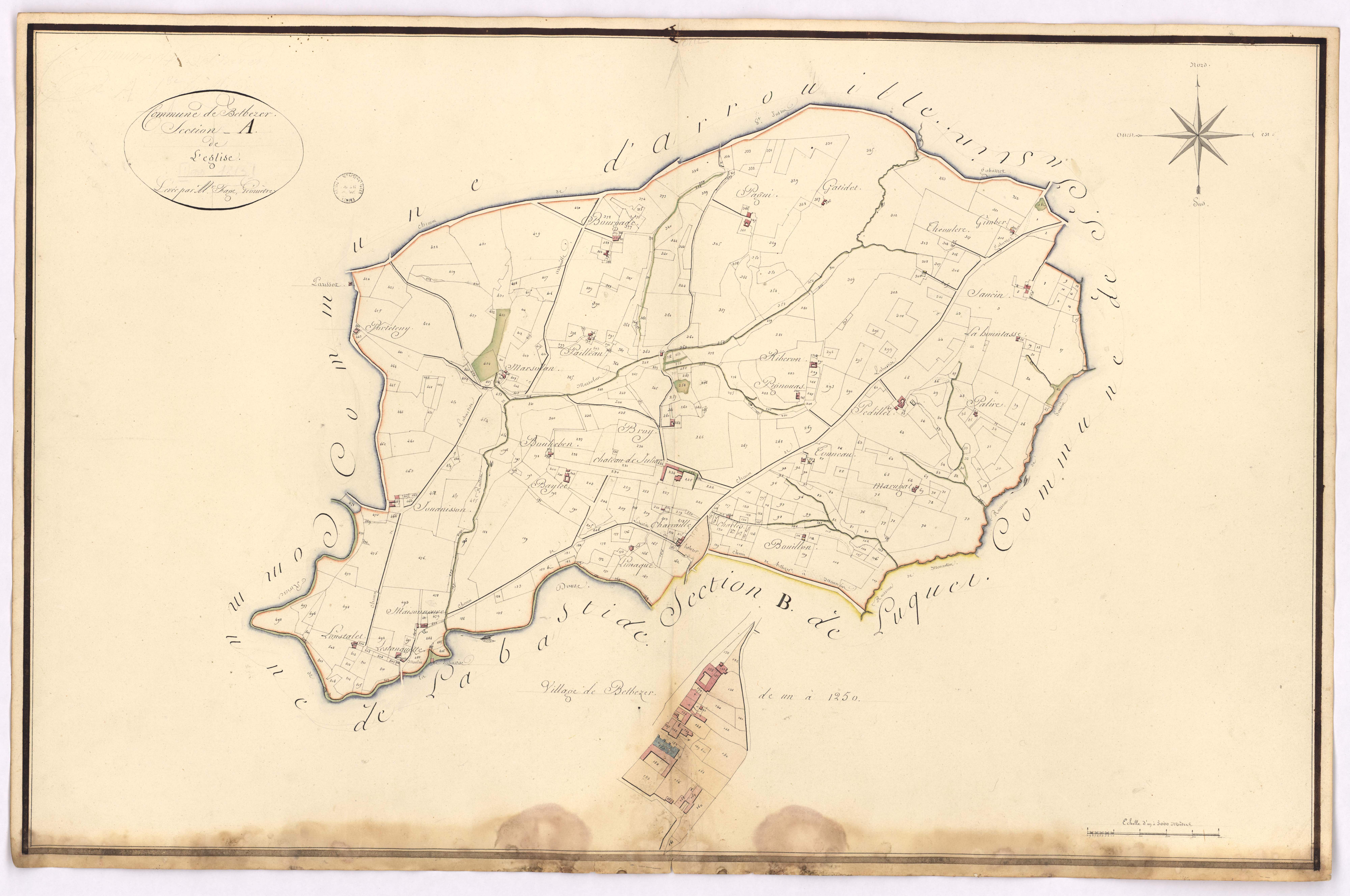 Betbezer-d'Armagnac - Section A, dite de l'Eglise, par Fagé géomètre