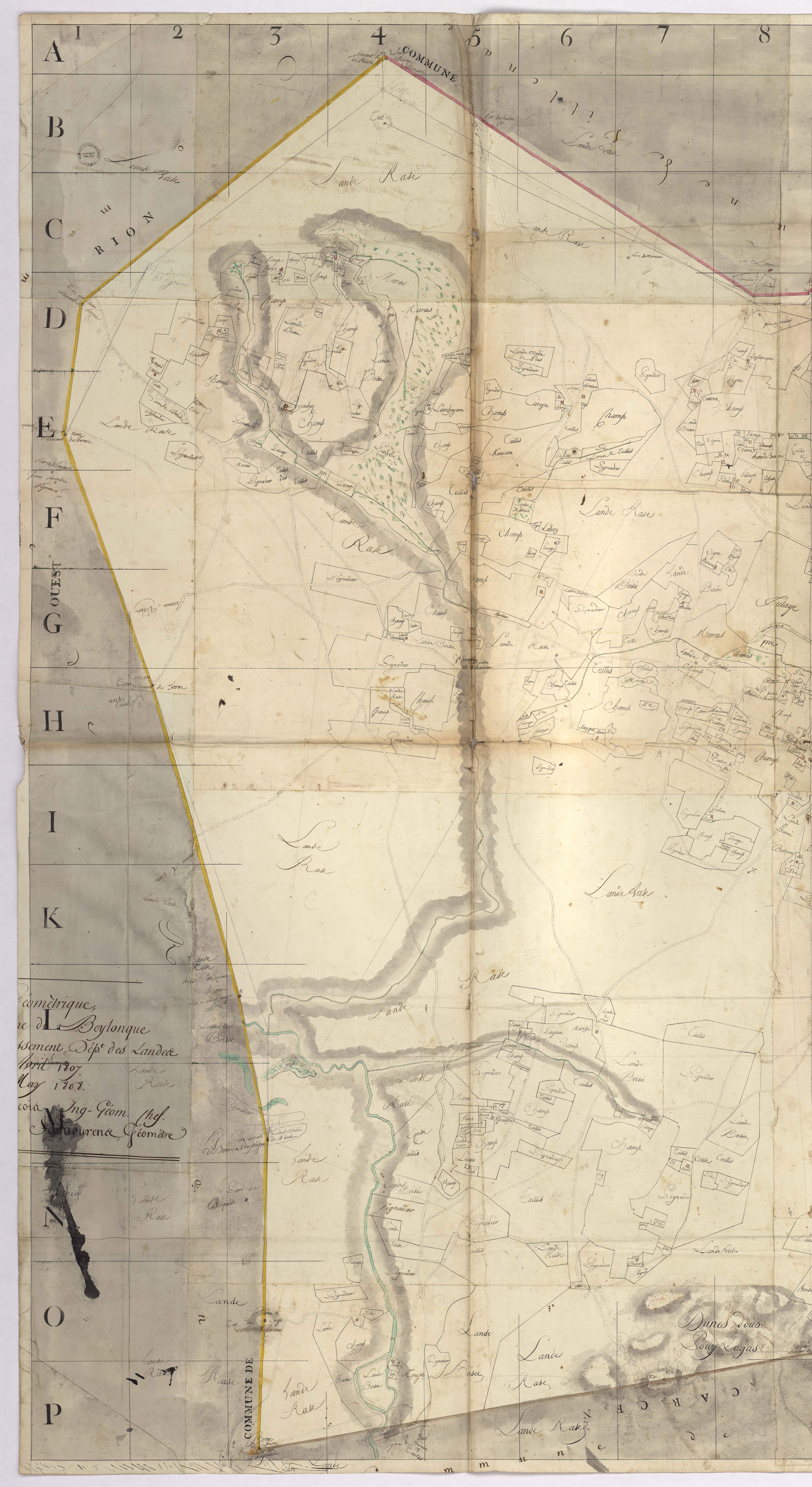 Beylongue - Plan géométrique de la commune de Beylongue, par Lobgeois et Saint-Aurens, géomètres