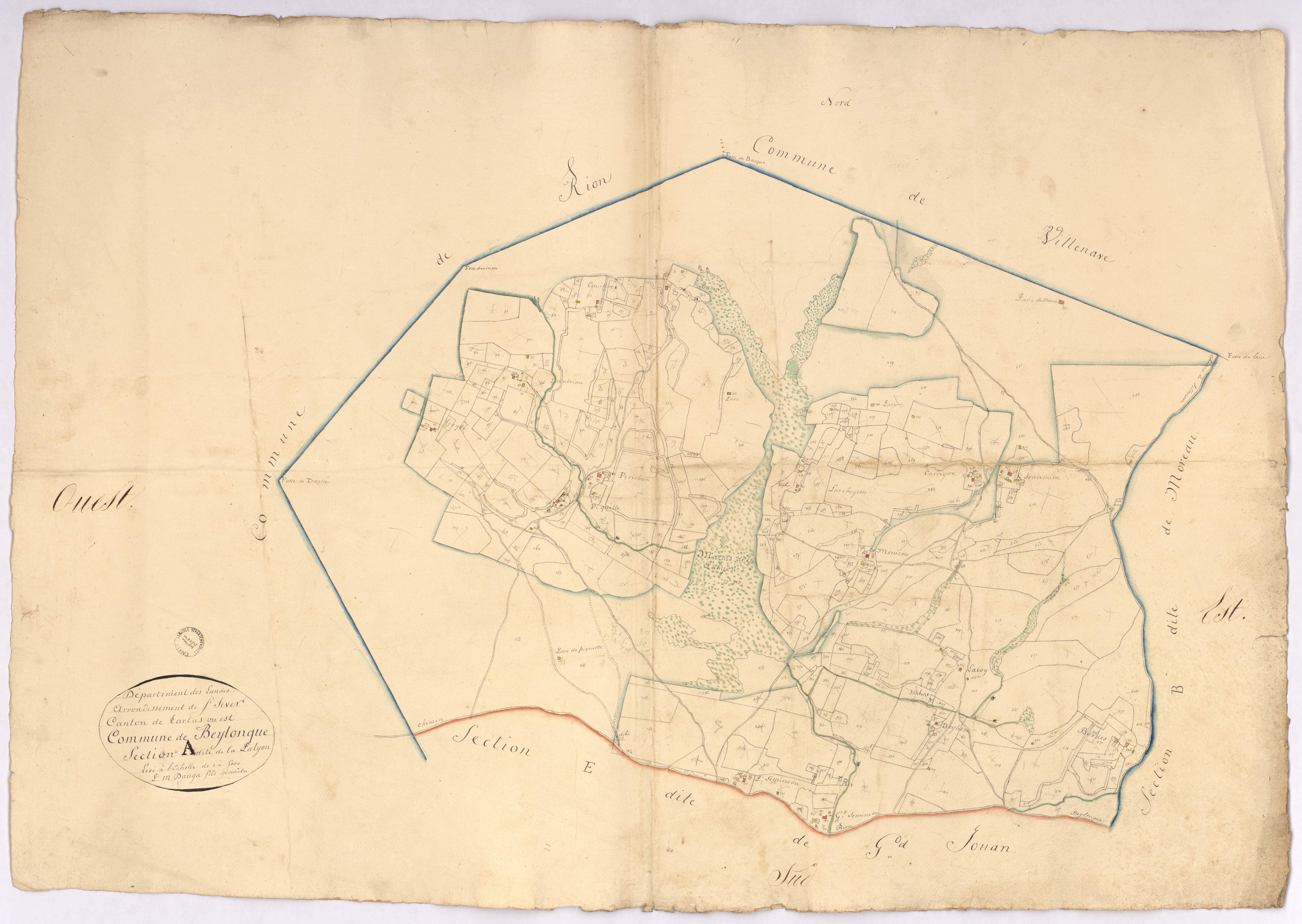Beylongue - Section A, dite de la Lalyon, par Dauga fils géomètre