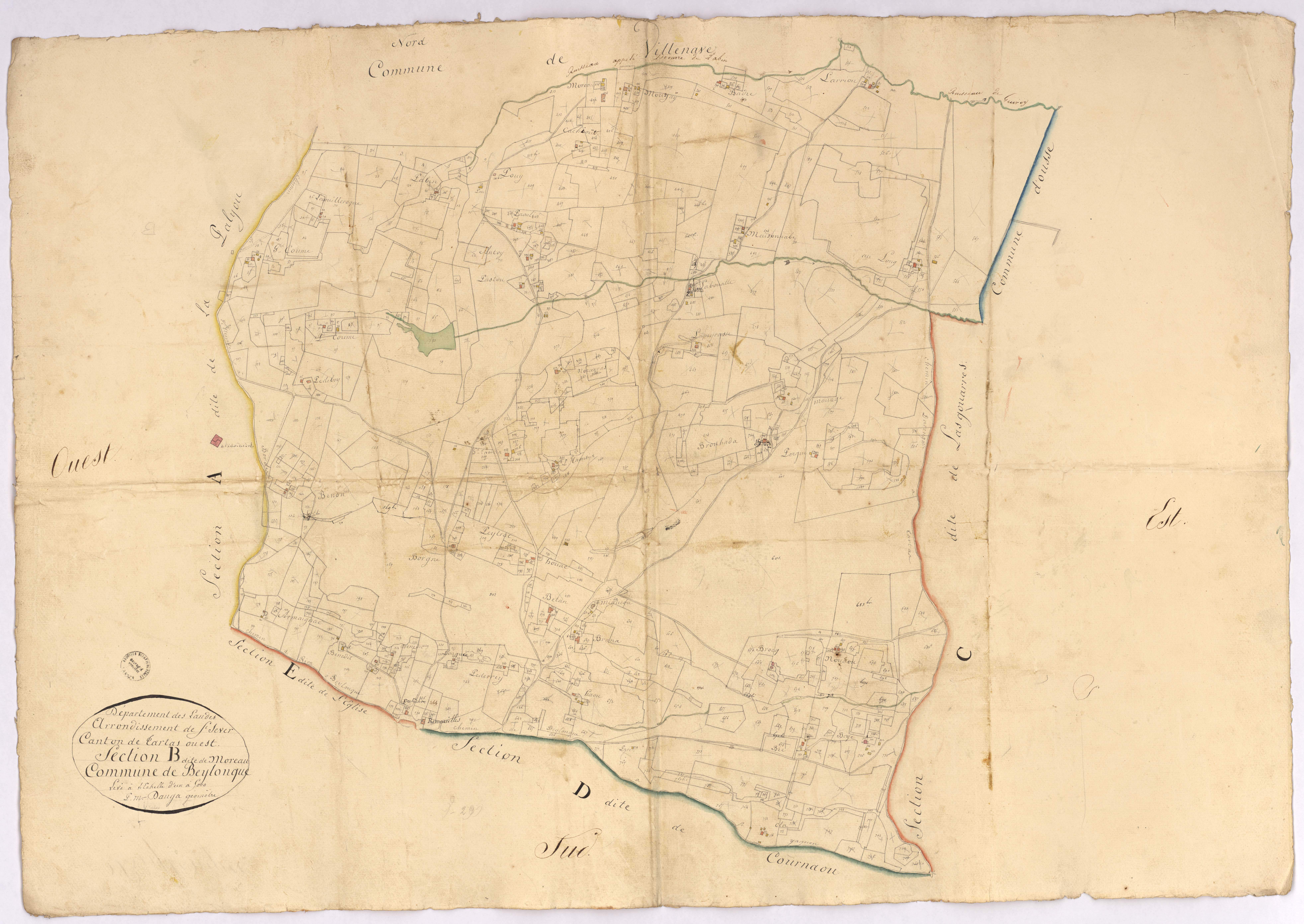 Beylongue - Section B, dite de Moreau, par Dauga géomètre