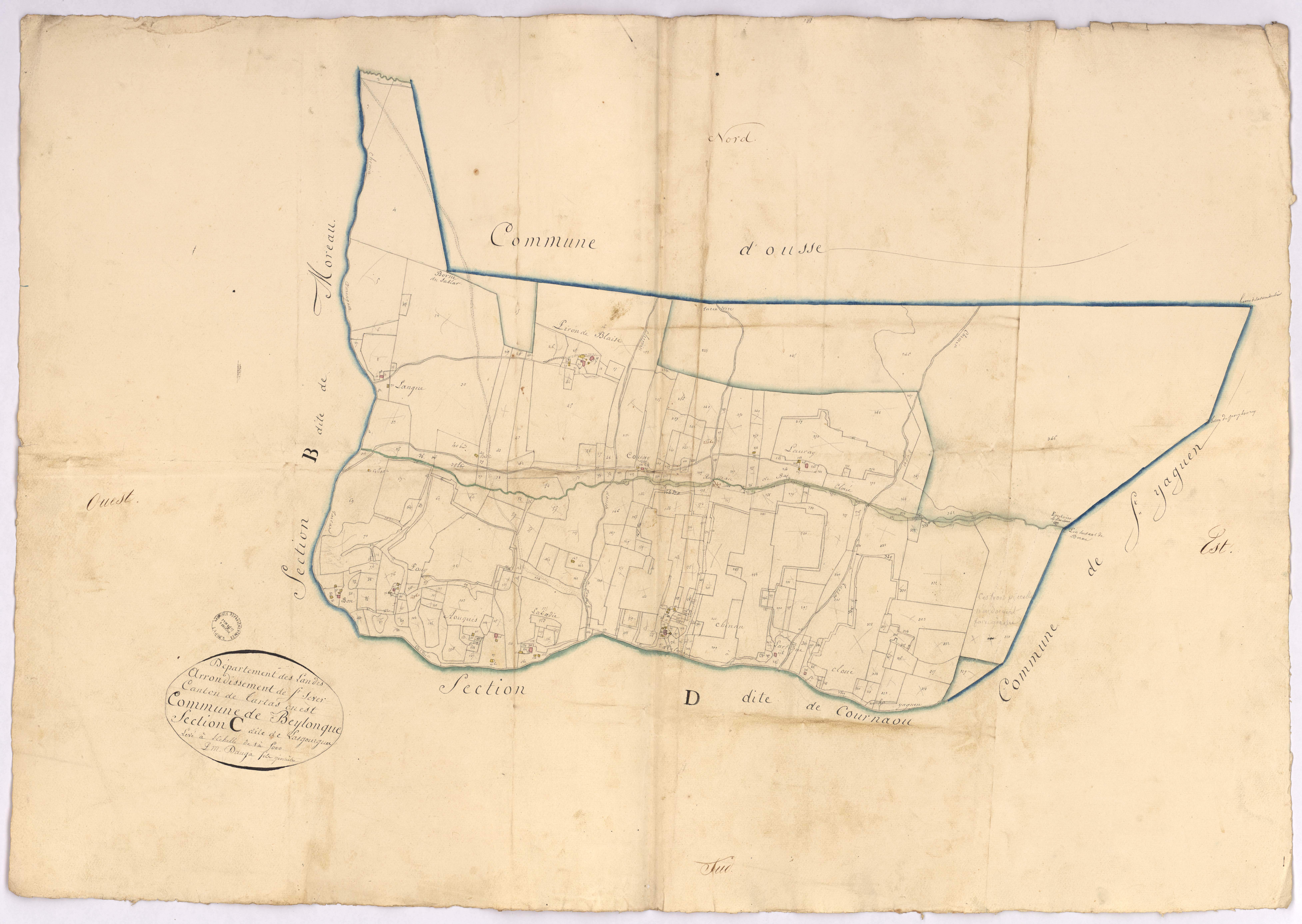 Beylongue - Section C, dite de Lasgourgues, par Dauga fils géomètre