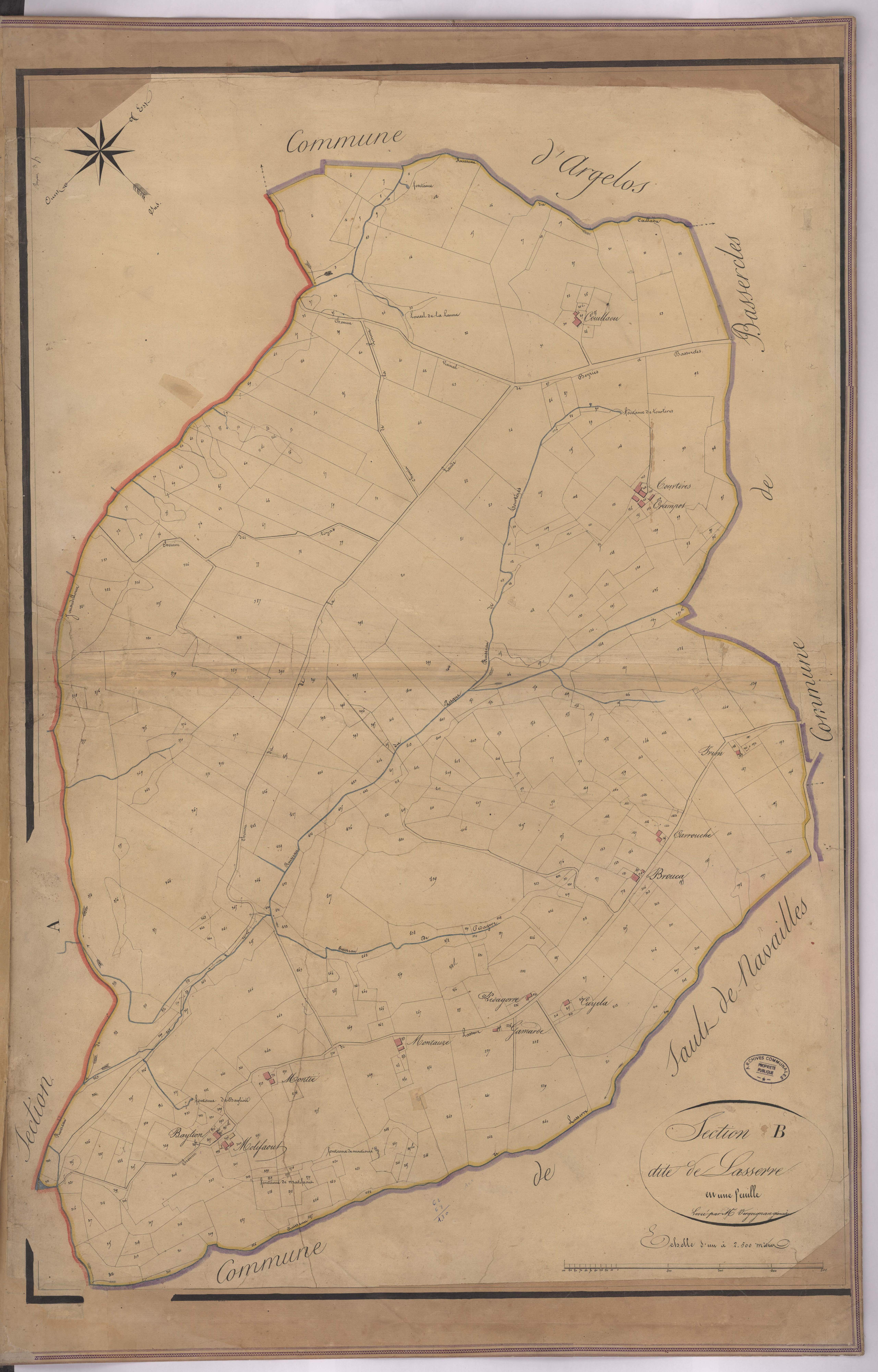 Beyries - Section B, dite de Lasserre, par Vergoignan géomètre