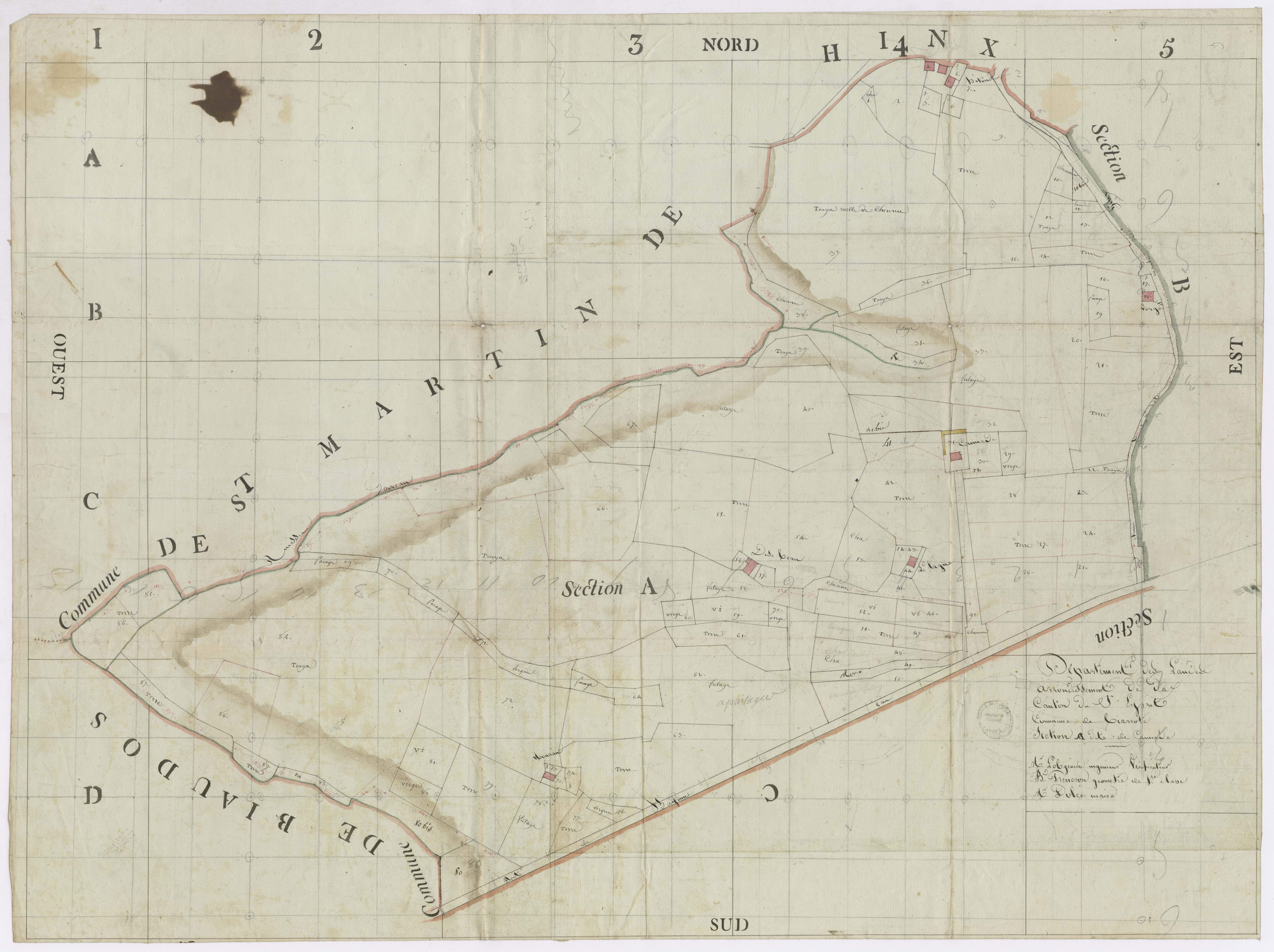 Biarrotte - Section A, dite de Camiade, par Lobgeois et Prèneron, géomètres