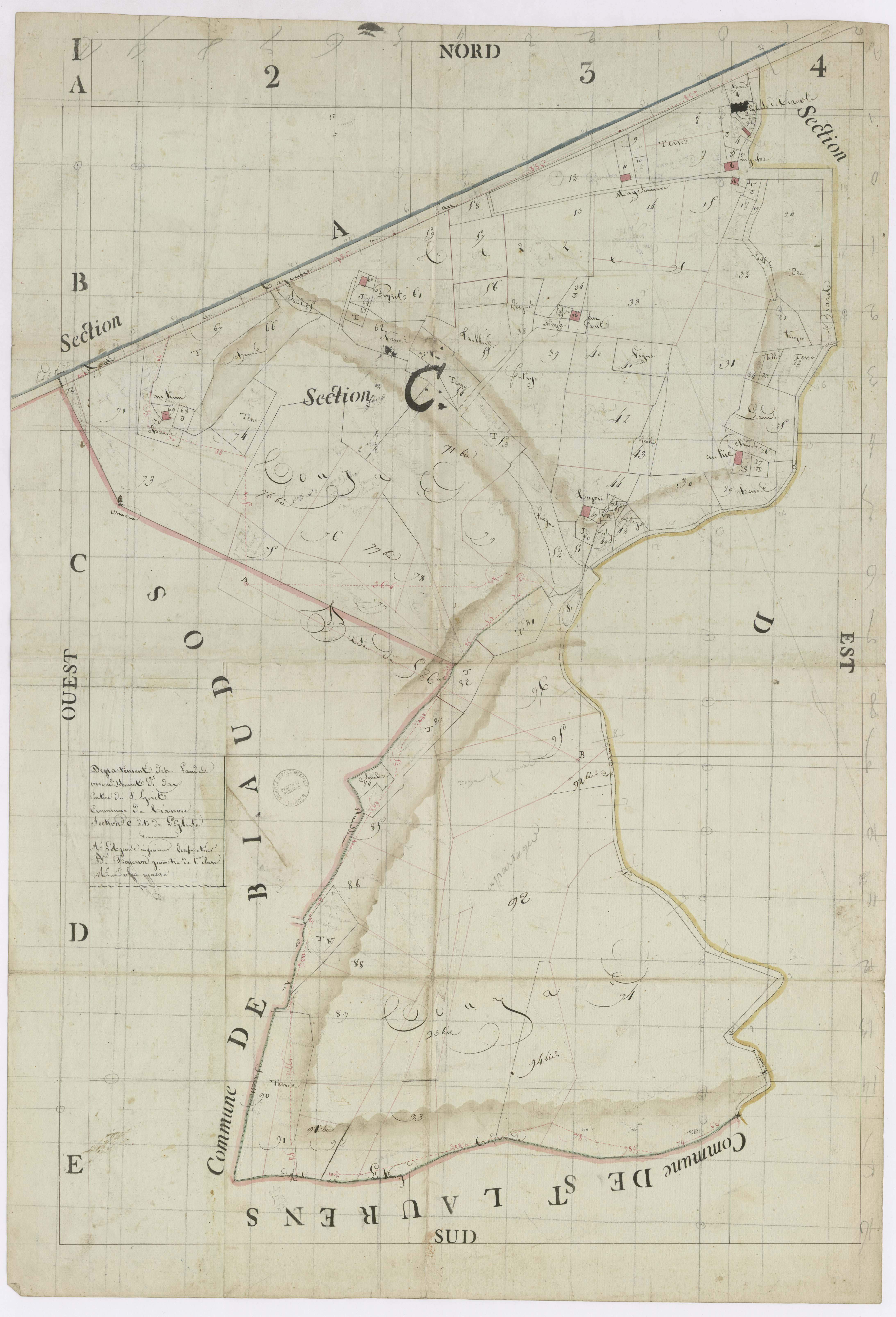 Biarrotte - Section C, dite de l'Eglise, par Lobgeois et Prèneron, géomètres