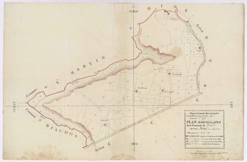 Biarrotte - Plan parcellaire de Biarotte, section A, dite de Camiade, par Lobgeois, Prèneron et Nolibois, géomètres