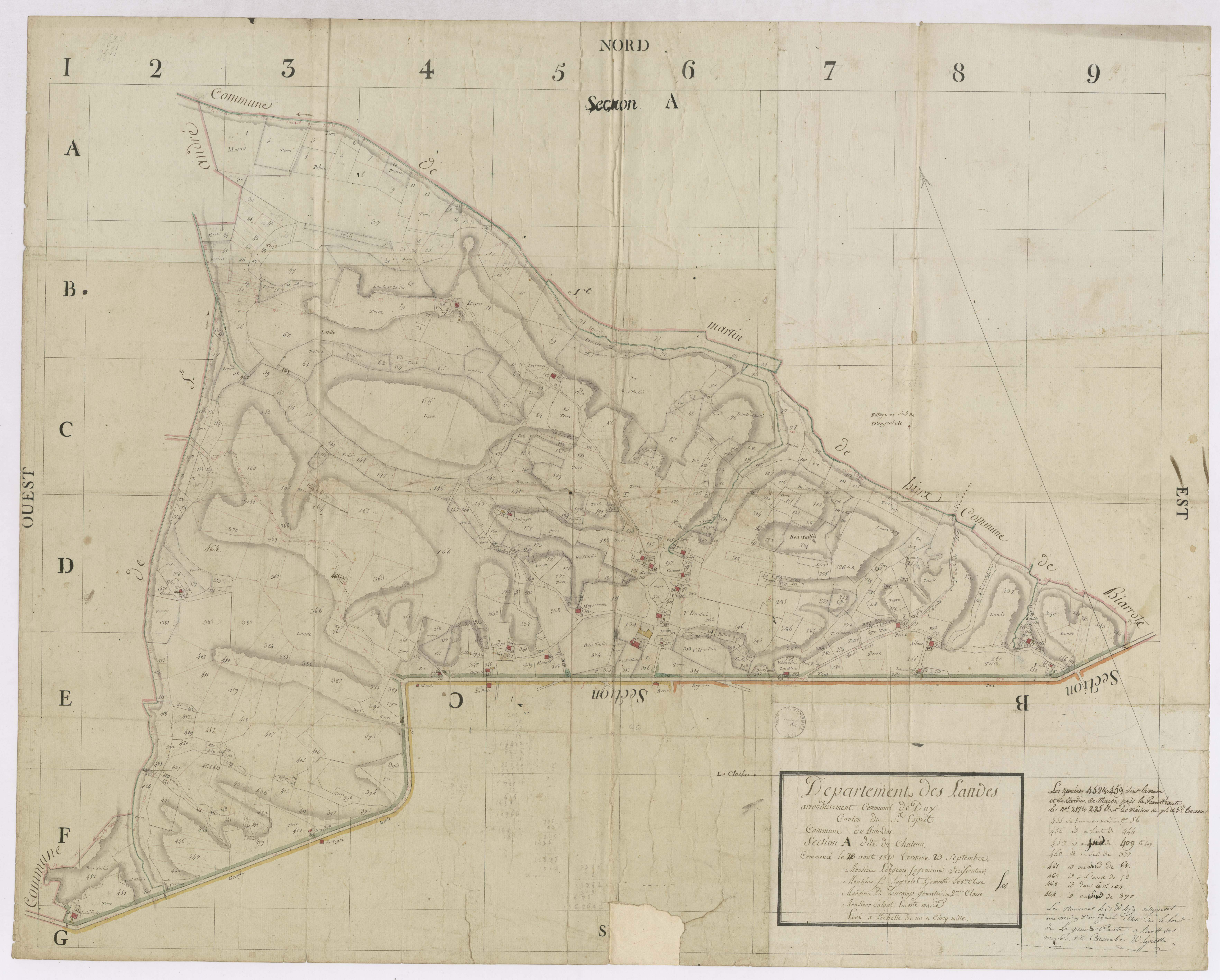 Biaudos - Commune de Biaudos, section A, dite du Château, par Lobgeois, Lagrolet, Ducamp géomètres