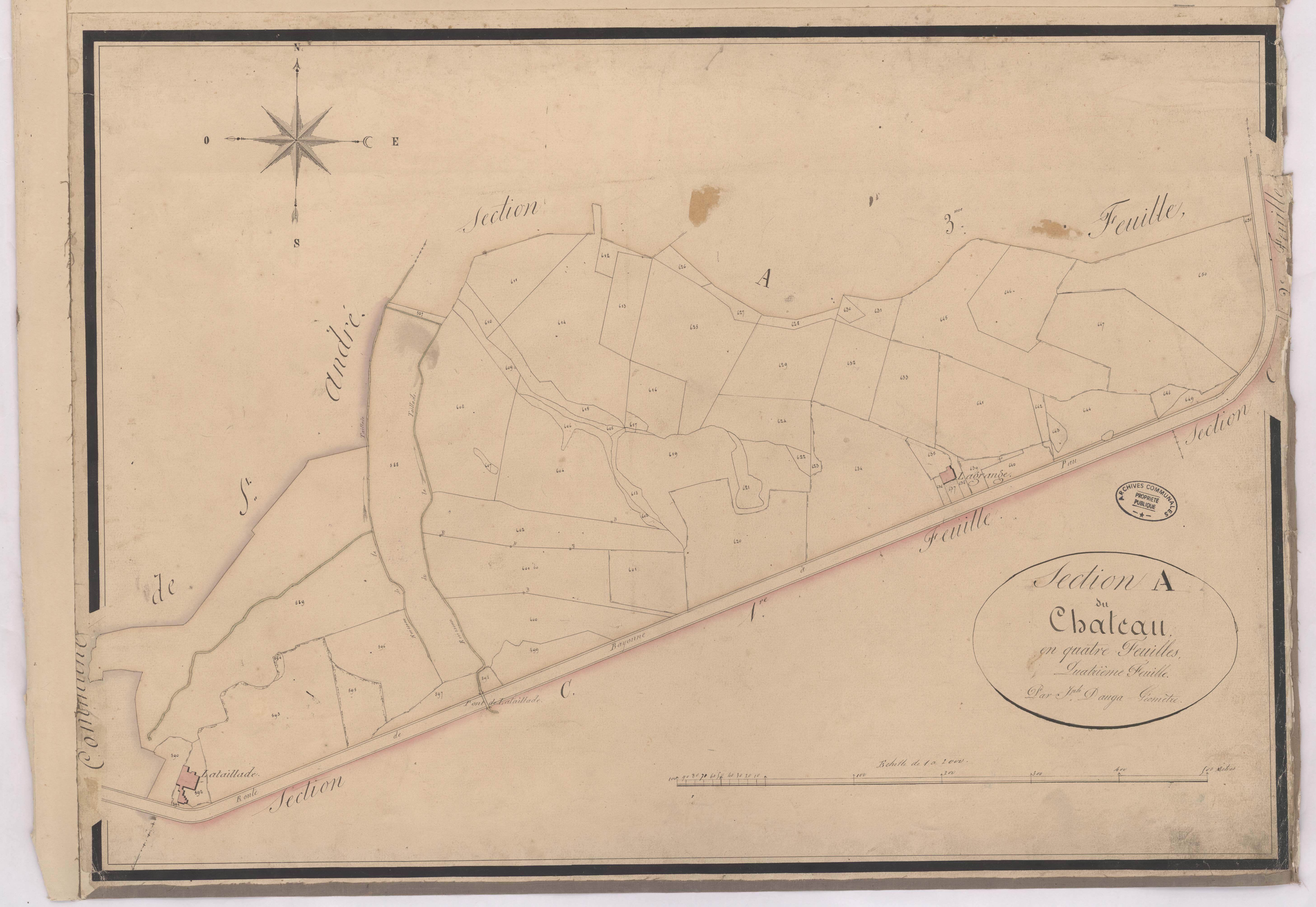 Biaudos - Section A du Château, 4e feuille, par Dauga géomètre