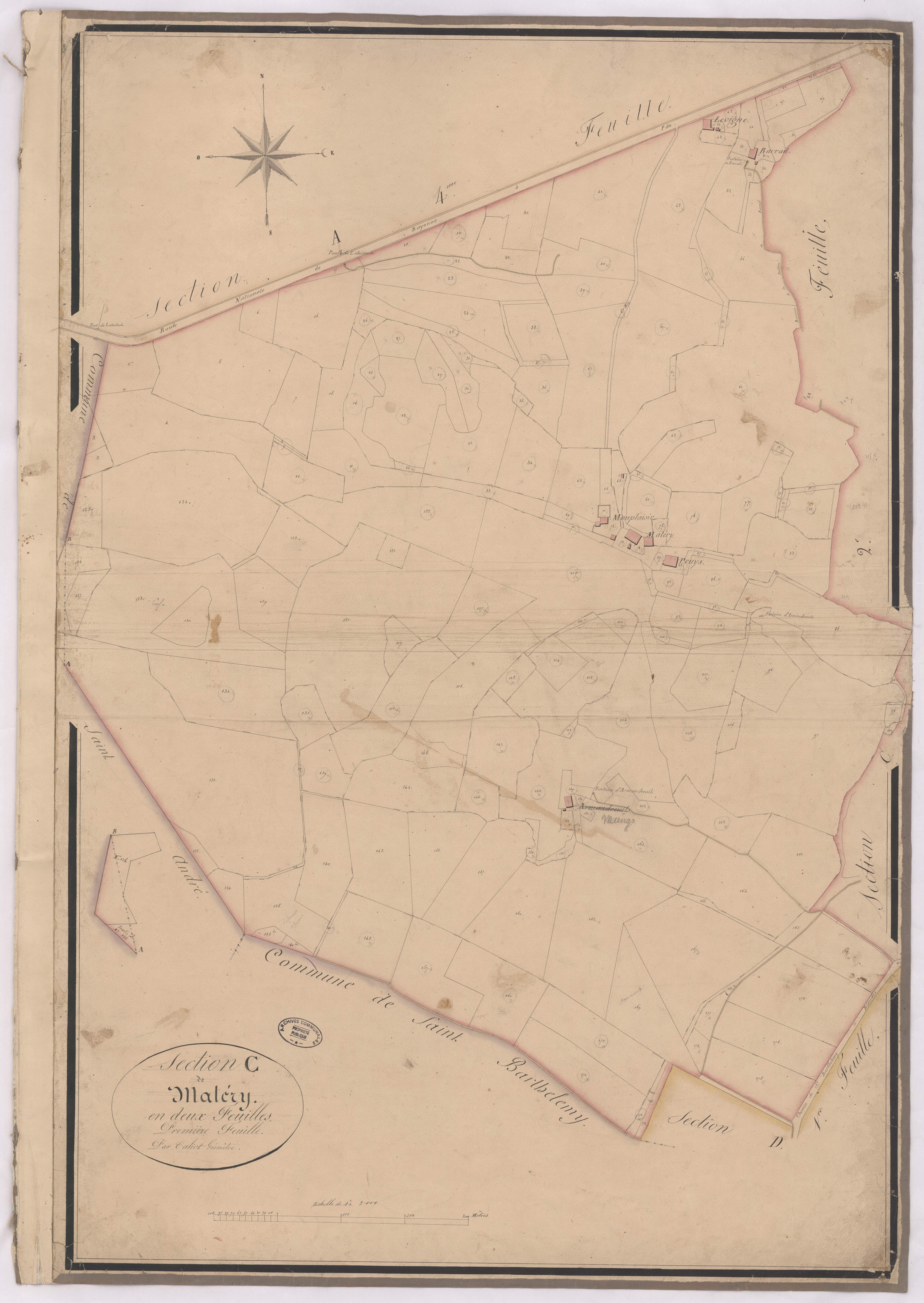 Biaudos - Section C de Matéry, 1re feuille, par Caliot géomètre