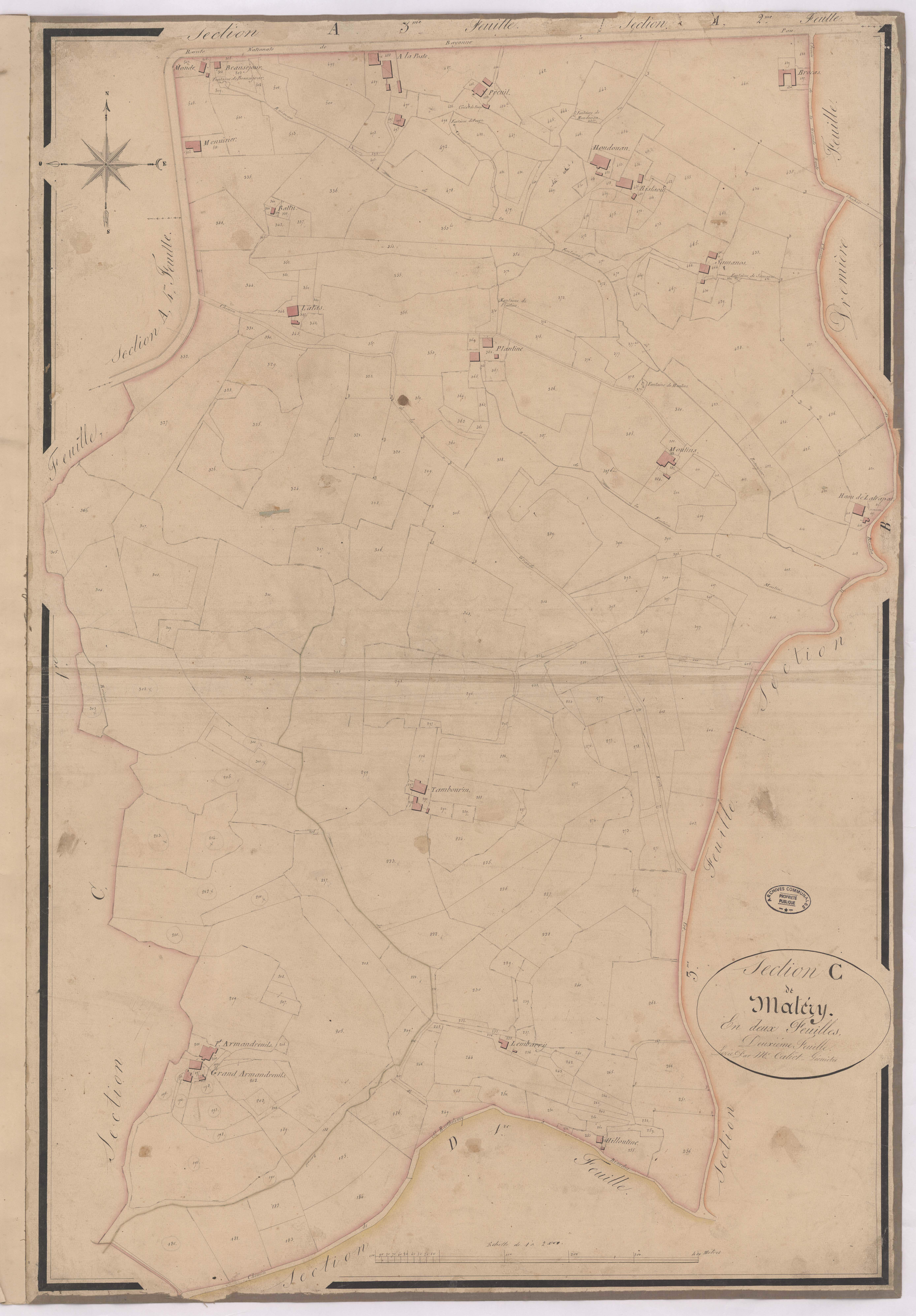 Biaudos - Section C de Matéry, 2e feuille, par Caliot géomètre