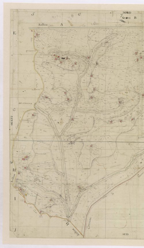Biaudos - Plan parcellaire de la section B, par Lobgeois et Lagrolet