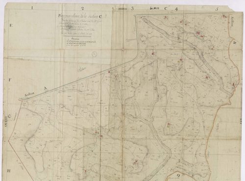 Biaudos - Plan parcellaire de la section C, par Lobgeois et Lagrolet