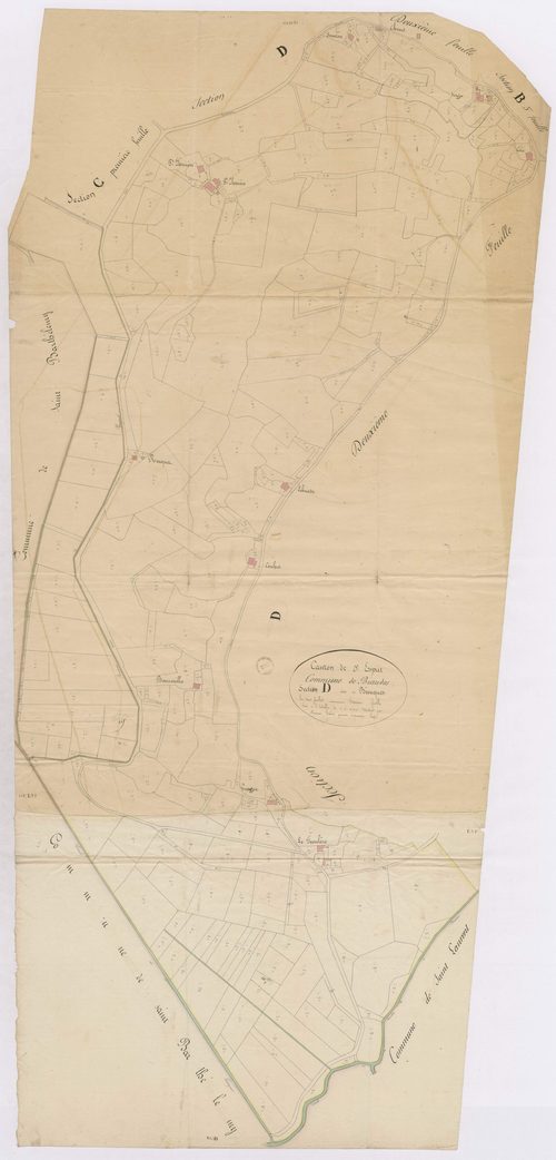 Biaudos - Section D, dite de Béouques, en 3 feuilles, 1re feuille, par Caliot géomètre