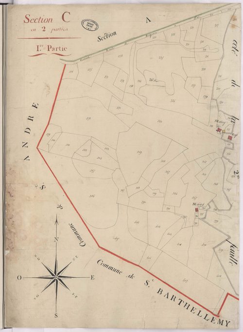 Biaudos - Plan parcellaire de la section C, 1re partie, par Lagrolet géomètre