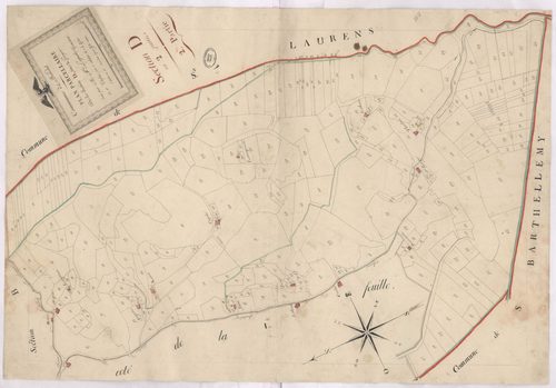 Biaudos - Plan parcellaire de la section D, dite de Gurgue, 2e partie, par Lagrolet géomètre