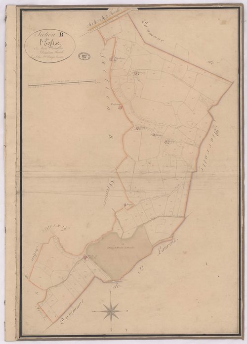 Biaudos - Section B de l'Eglise, 2e feuille, par Dauga géomètre