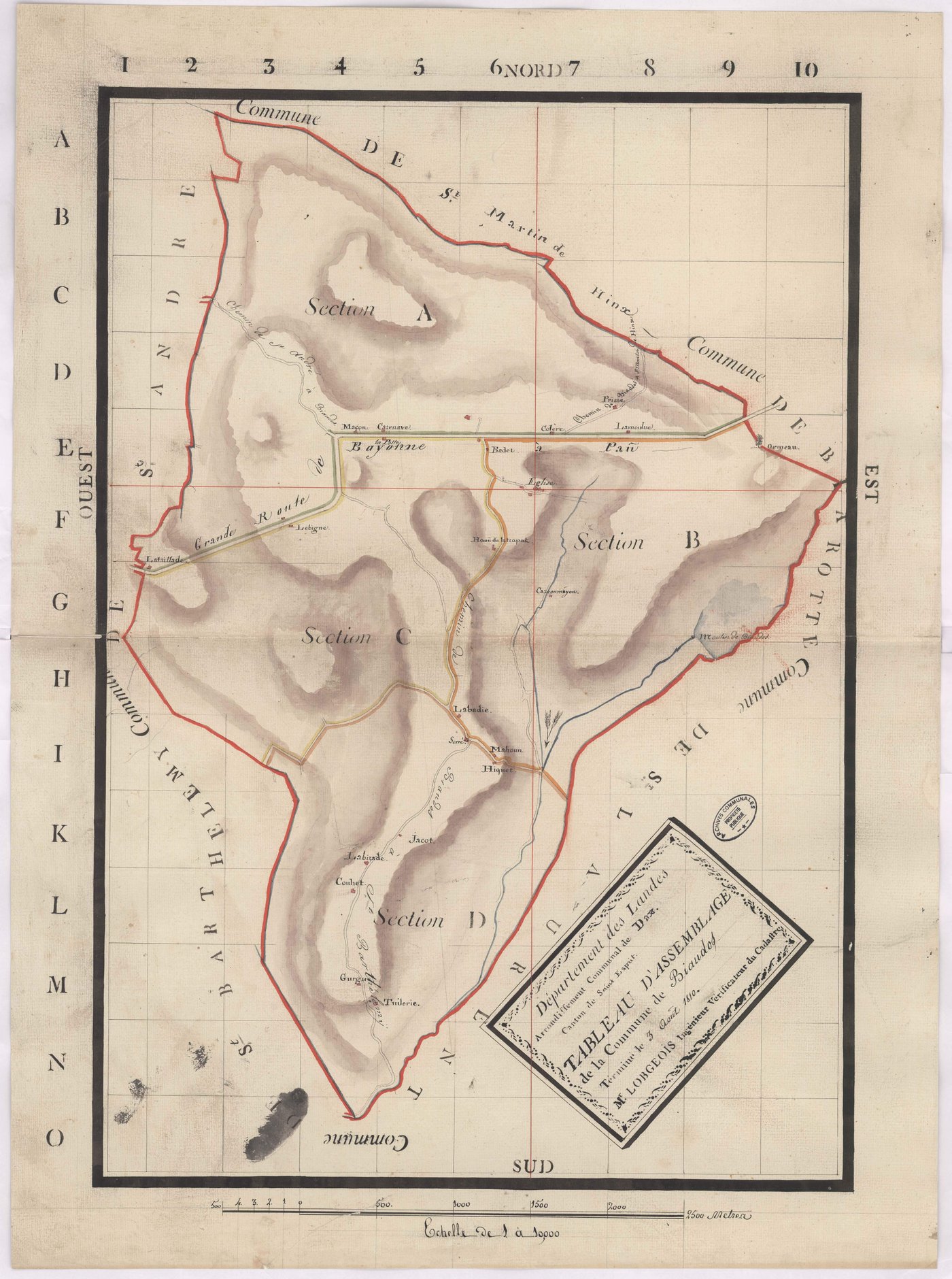 Biaudos - Tableau d'assemblage, commune de Biaudos, par Lobgeois