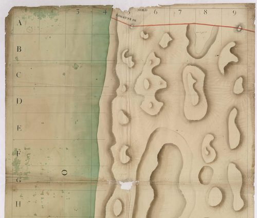 Biscarrosse - [Plan géométrique des Dunes de sable, par Lobgeois et F. Sarrazain, ingénieur et géomètre]
