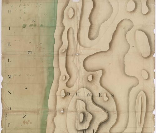 Biscarrosse - [Plan géométrique des Dunes de sable, par Lobgeois et F. Sarrazain, ingénieur et géomètre]