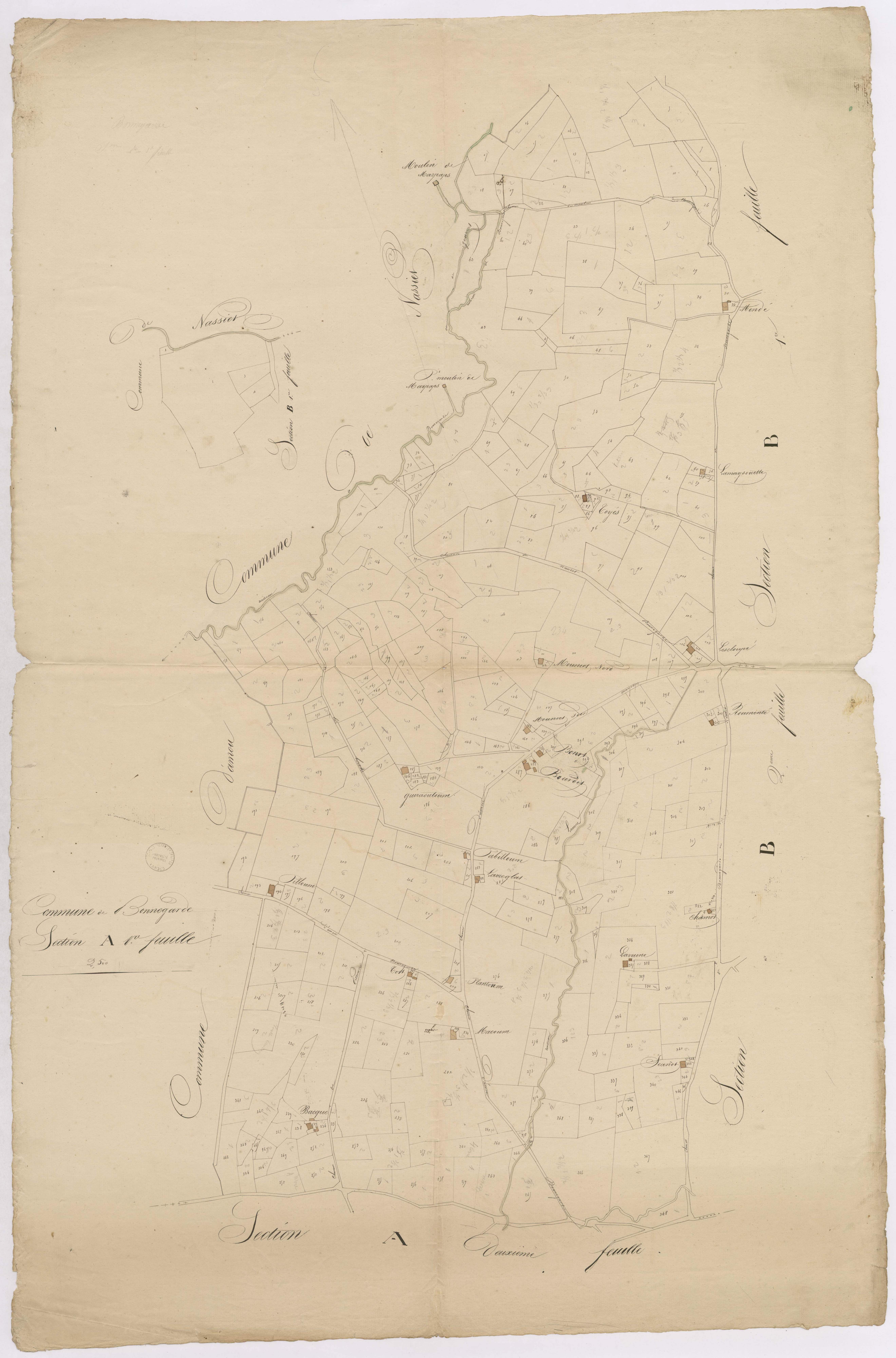 Bonnegarde - Section A, 1re feuille