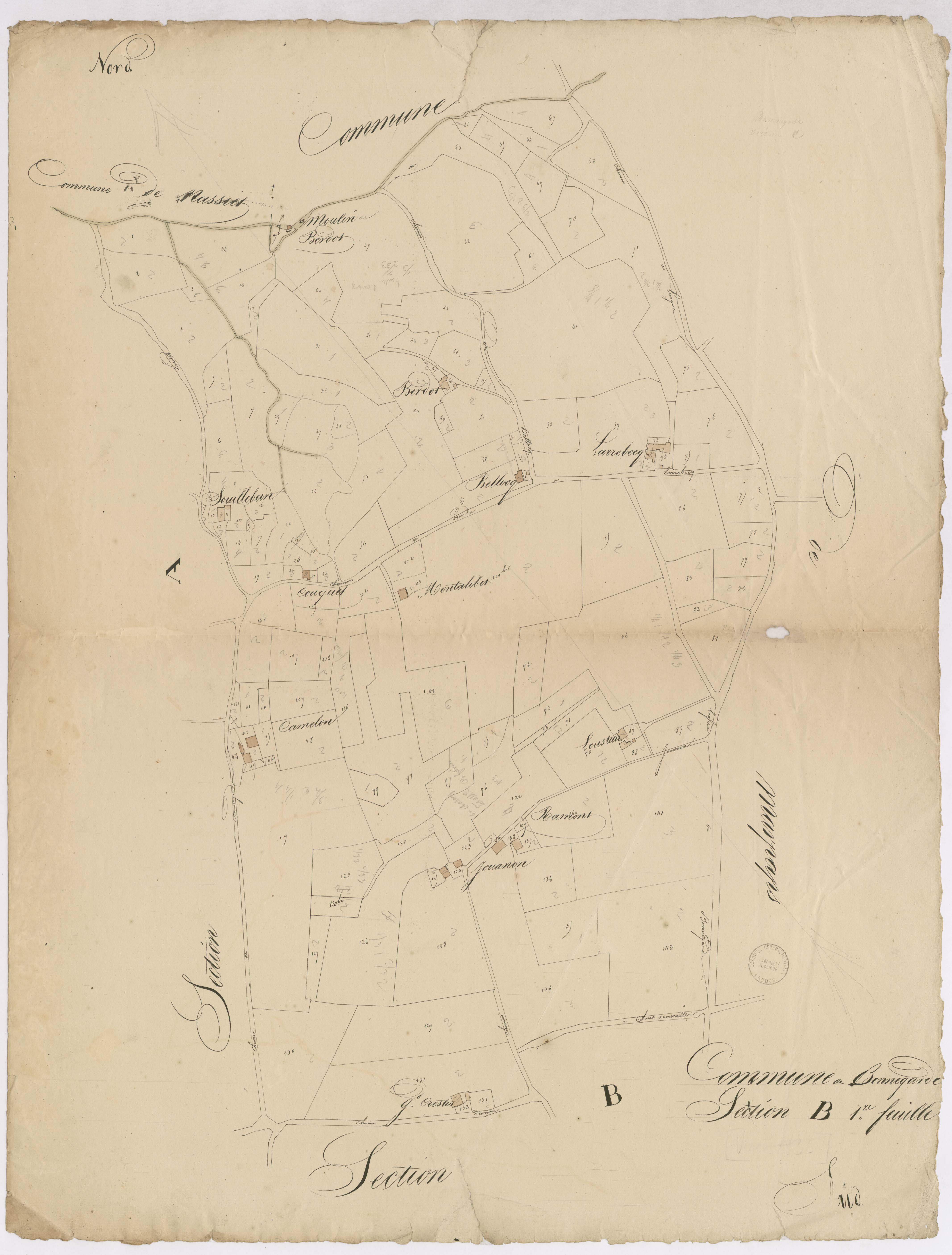 Bonnegarde - Section B, 1re feuille